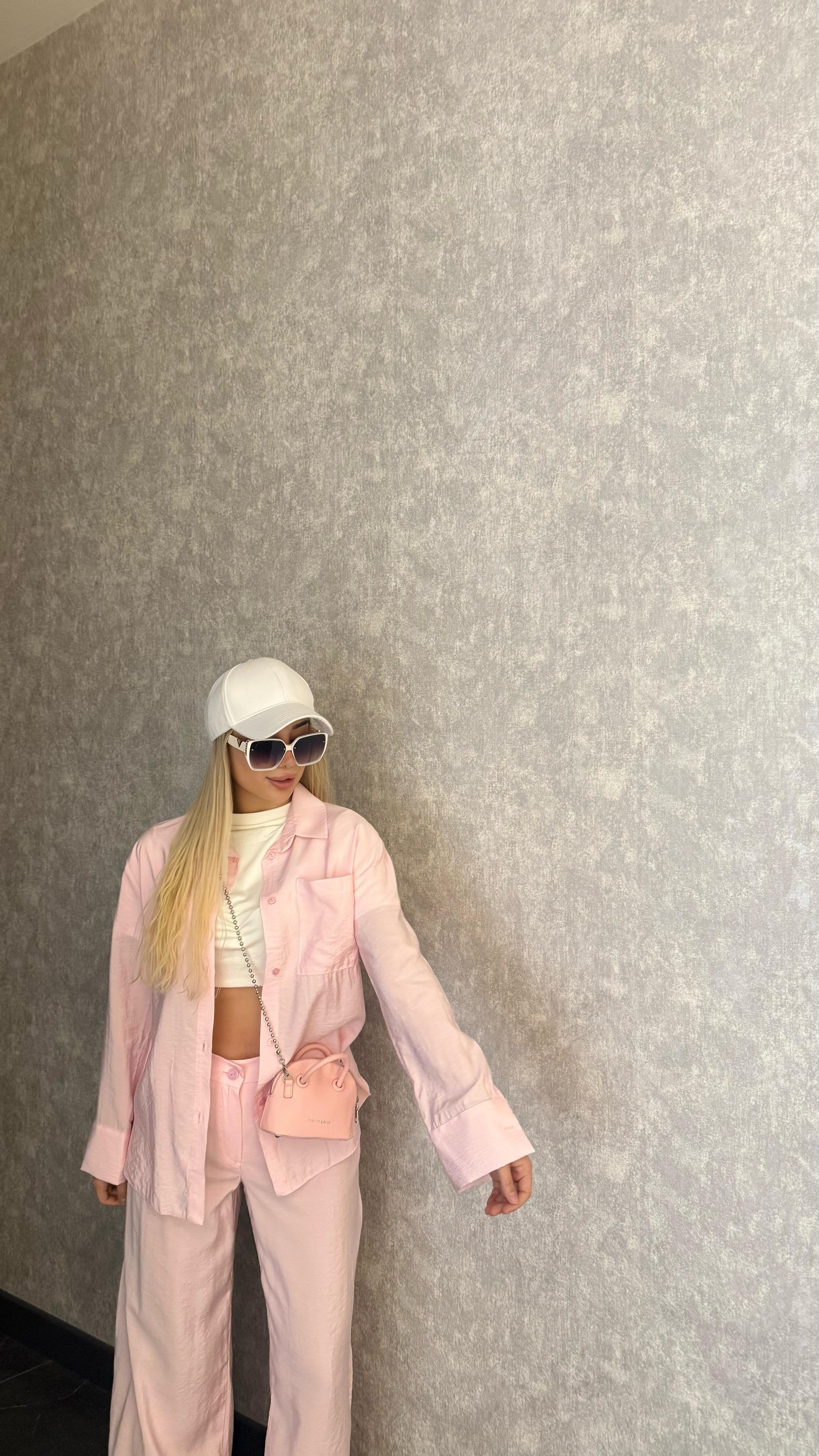 İkili gömlek takım pembe