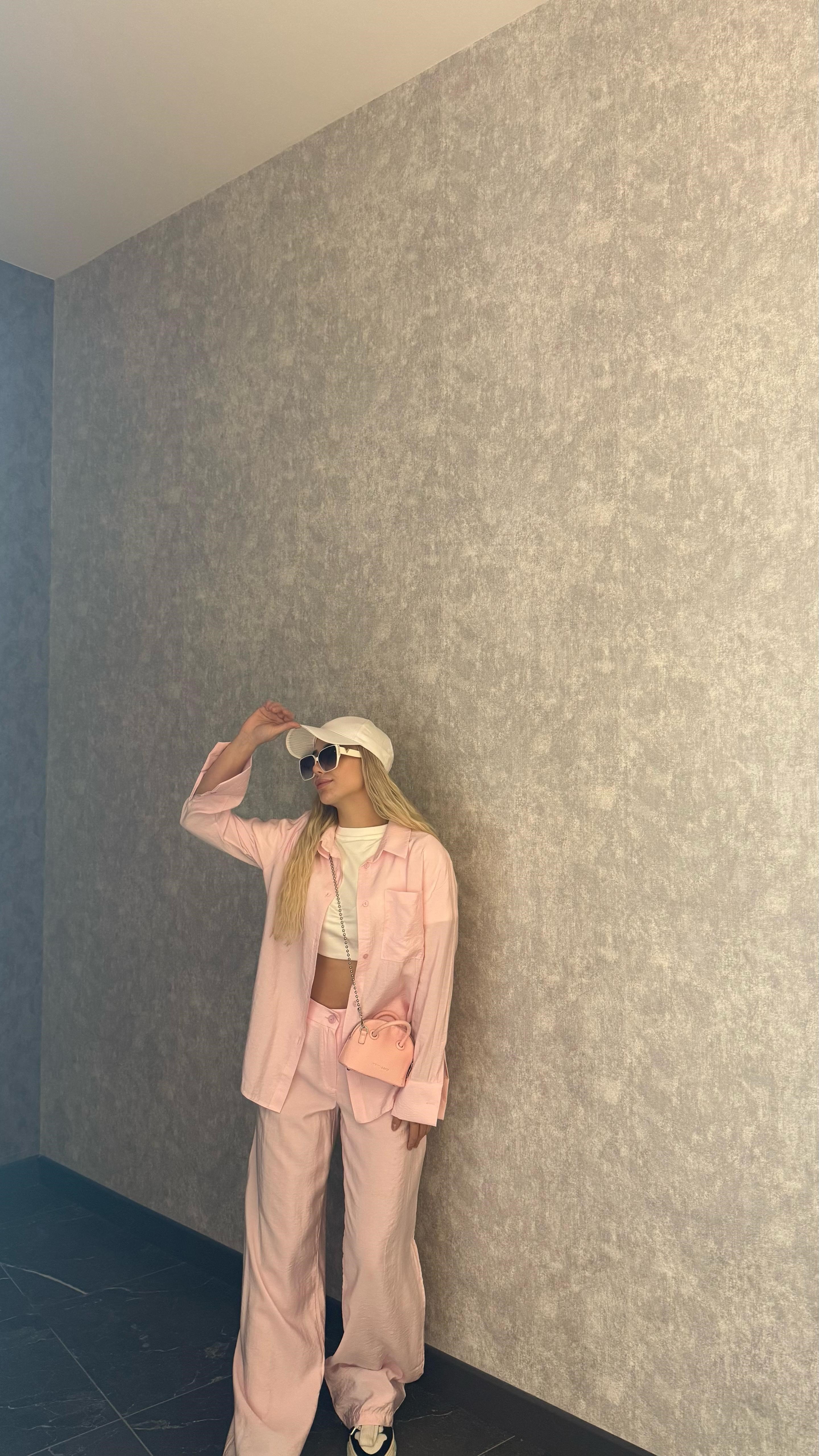 İkili gömlek takım pembe