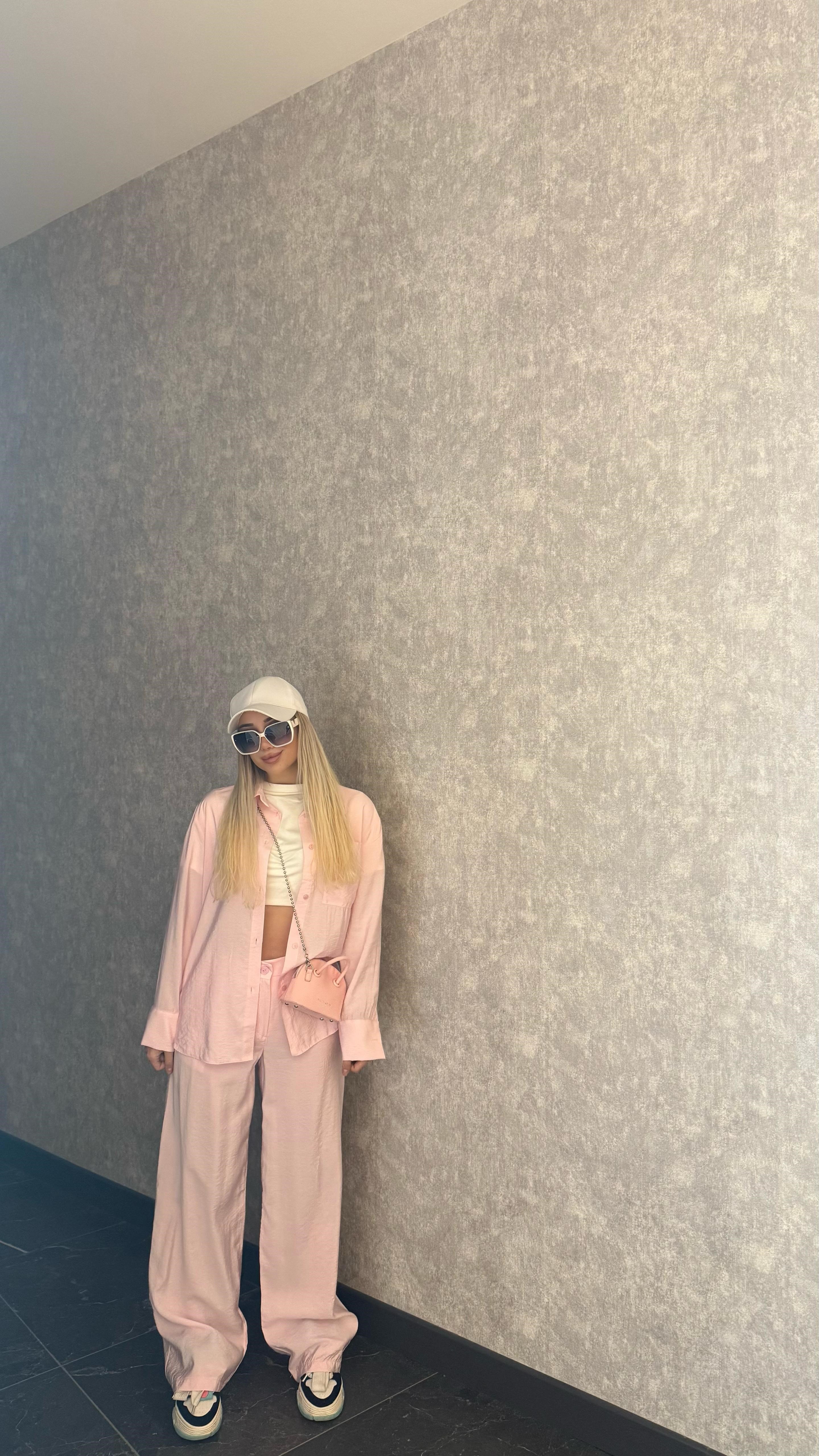 İkili gömlek takım pembe