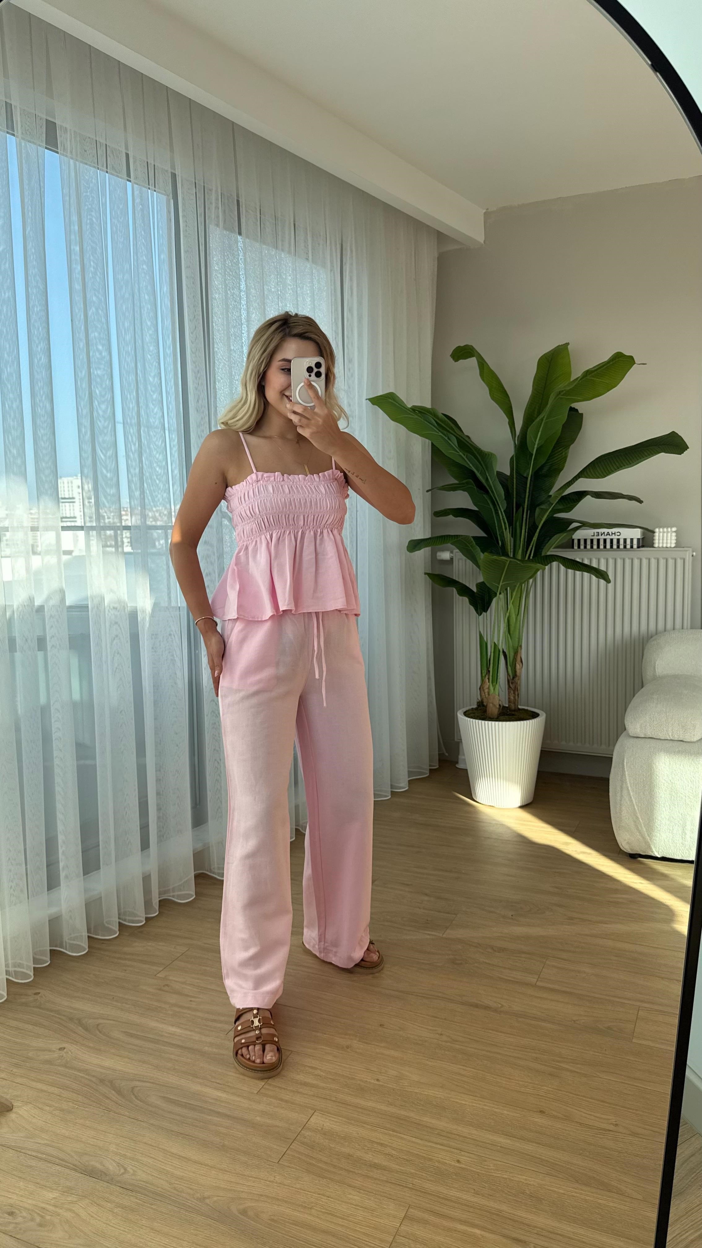 Keten askılı takım pembe