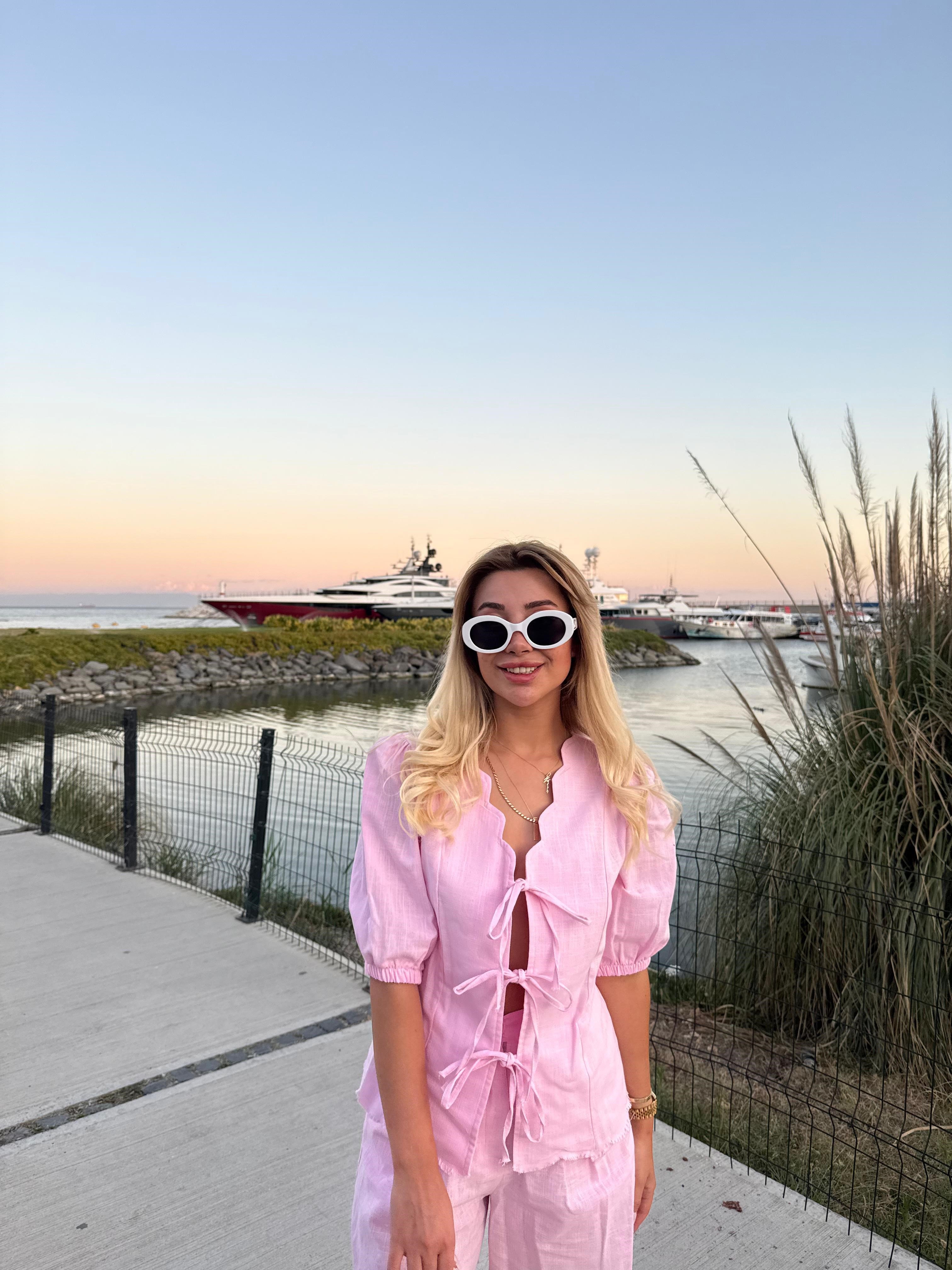 Keten simetrik takım pembe