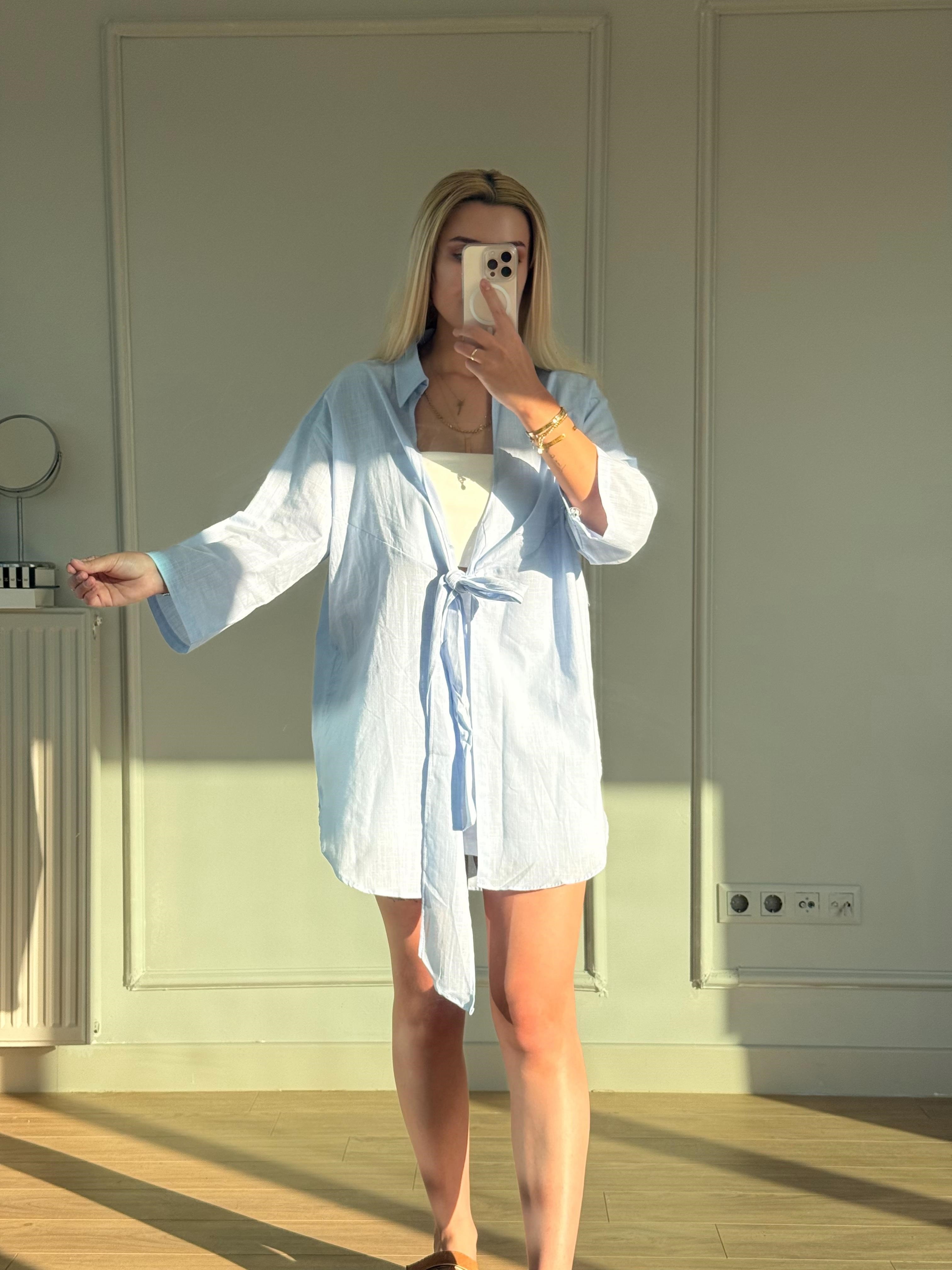 Kimono gömlek buz mavi