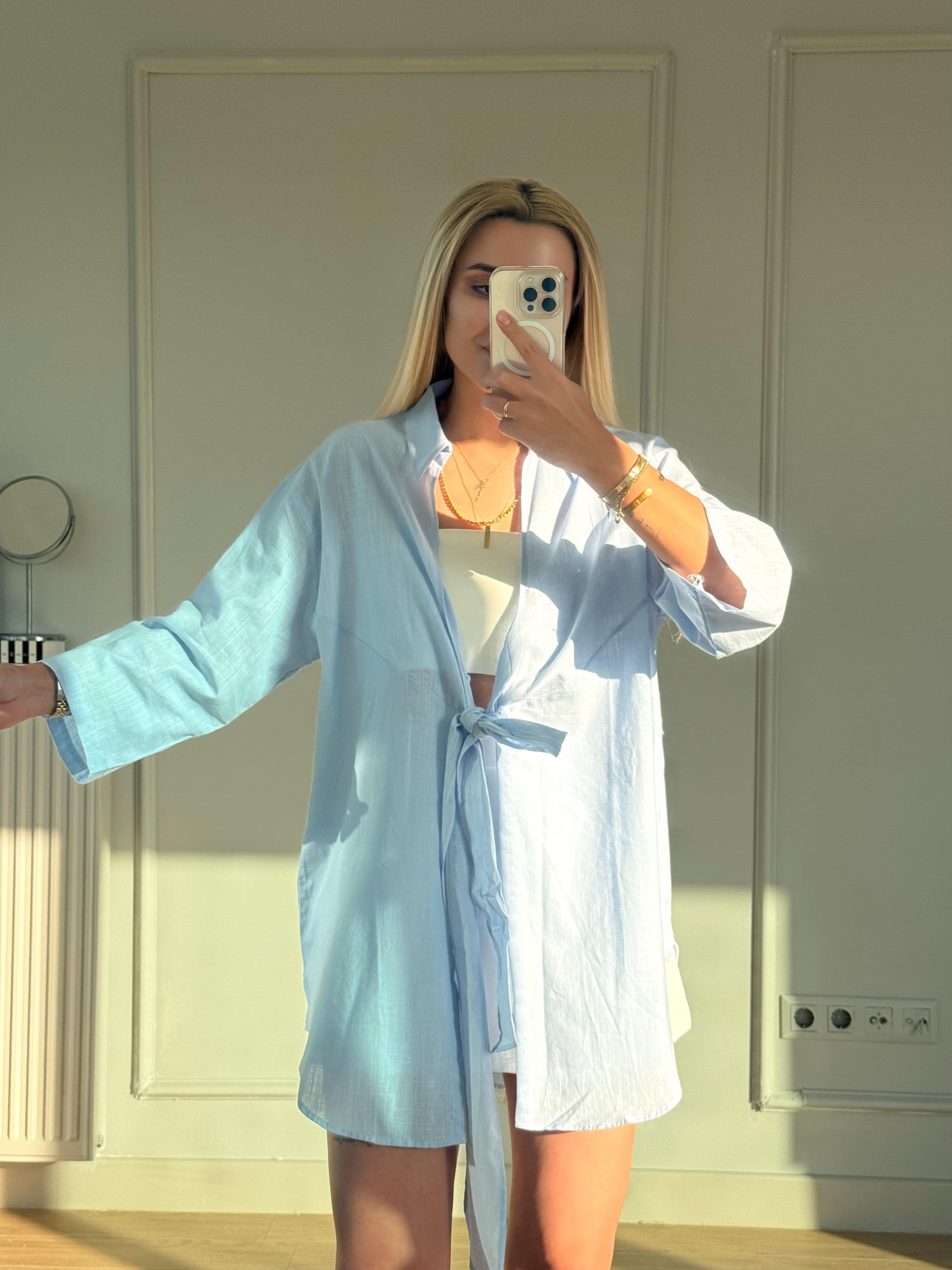 Kimono gömlek buz mavi