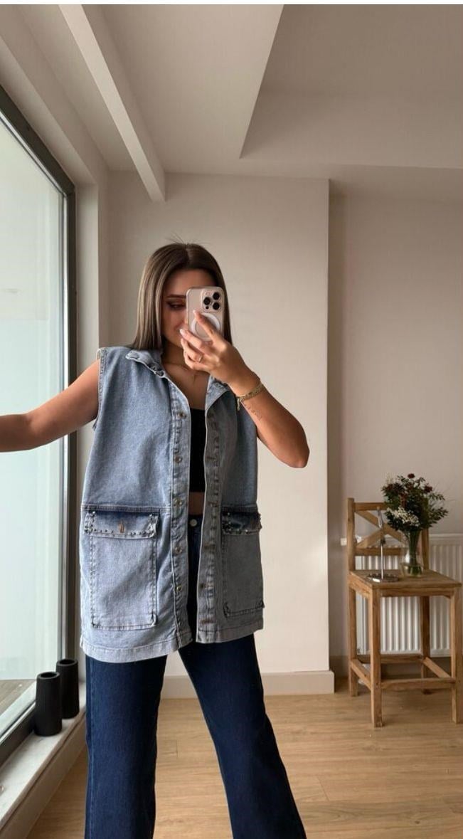 Kot yelek açık mavi
