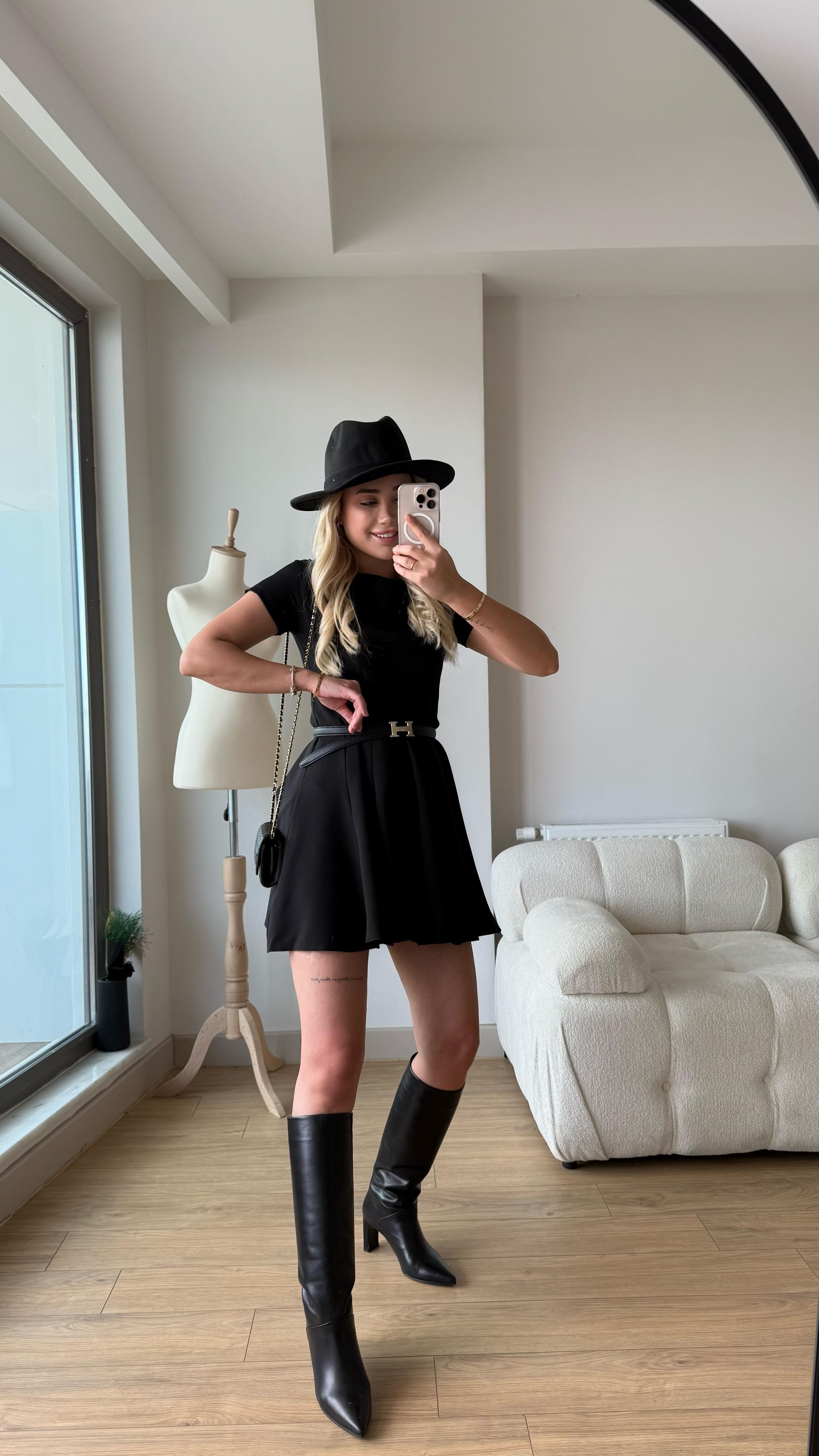 Liva mini elbise siyah