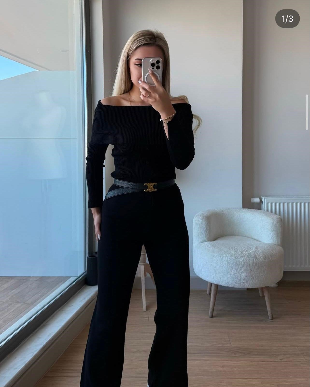 Madonna yaka takım siyah