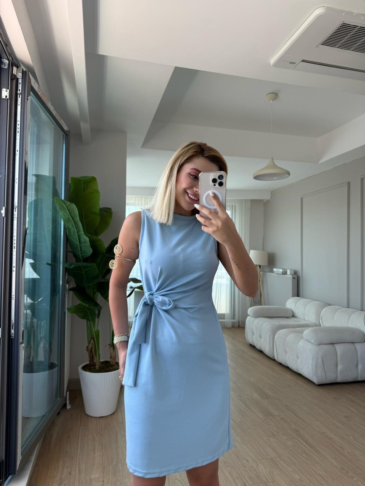 Modal kısa elbise mavi