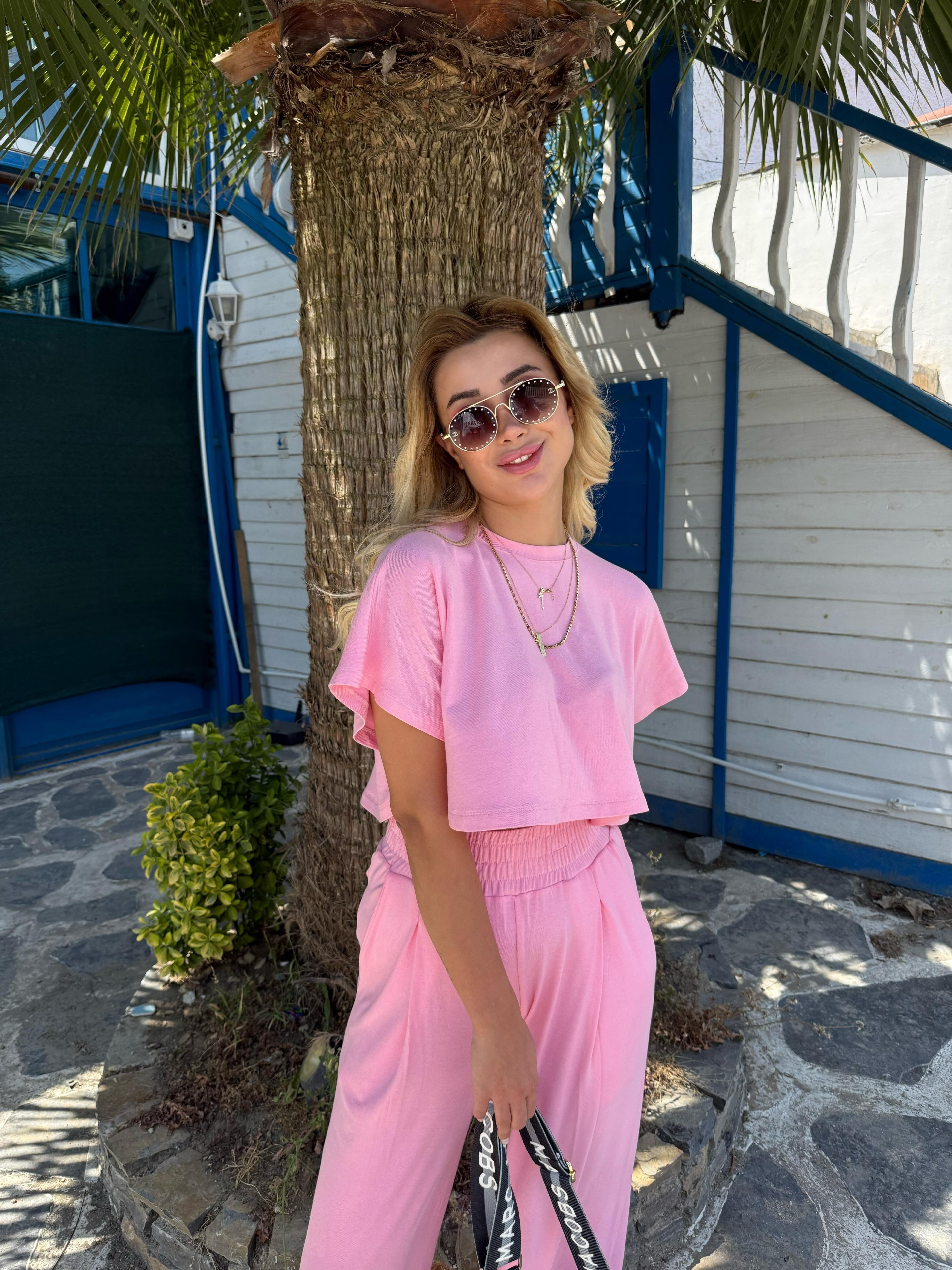 Modal tişört takım pembe
