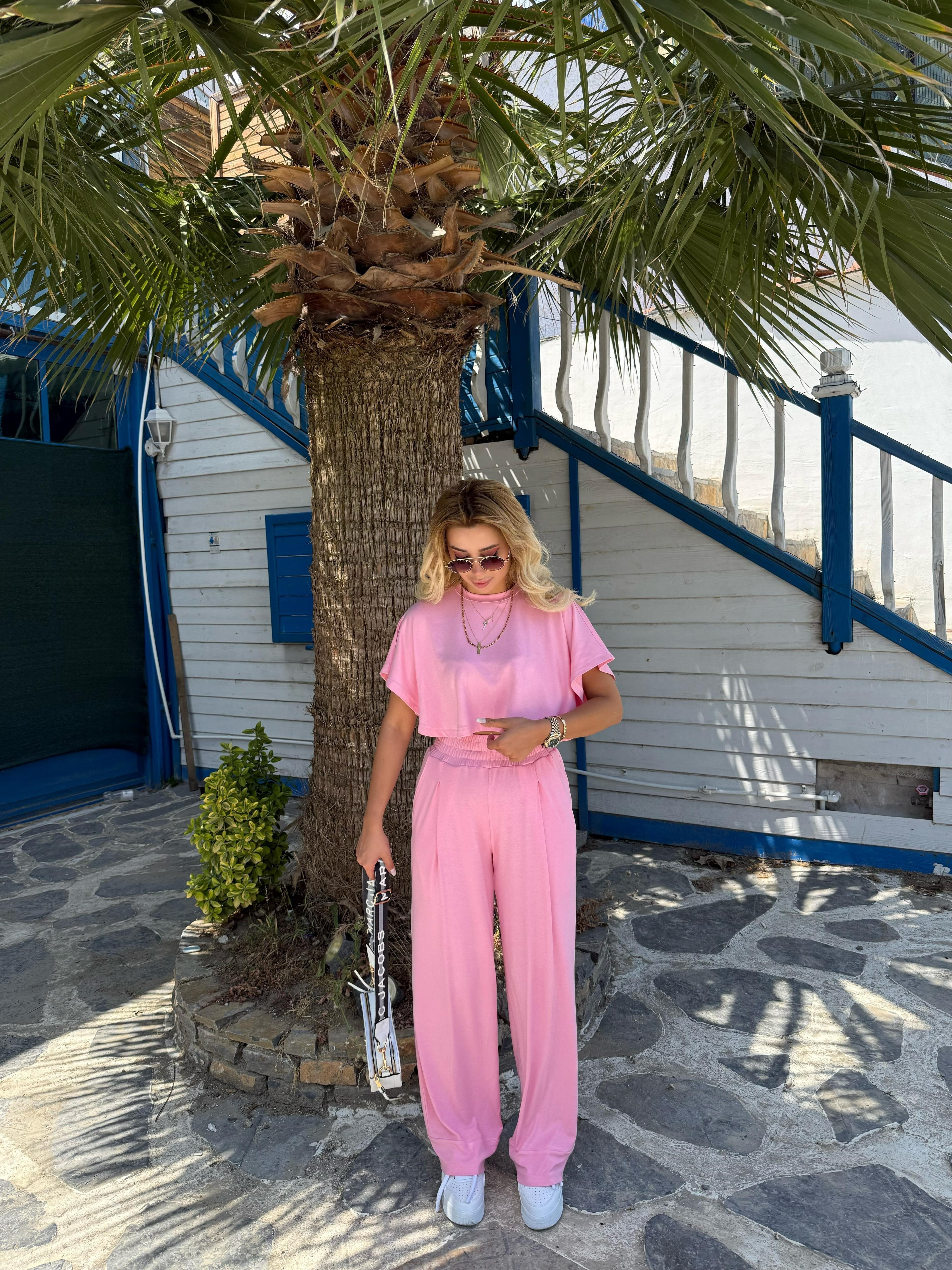 Modal tişört takım pembe