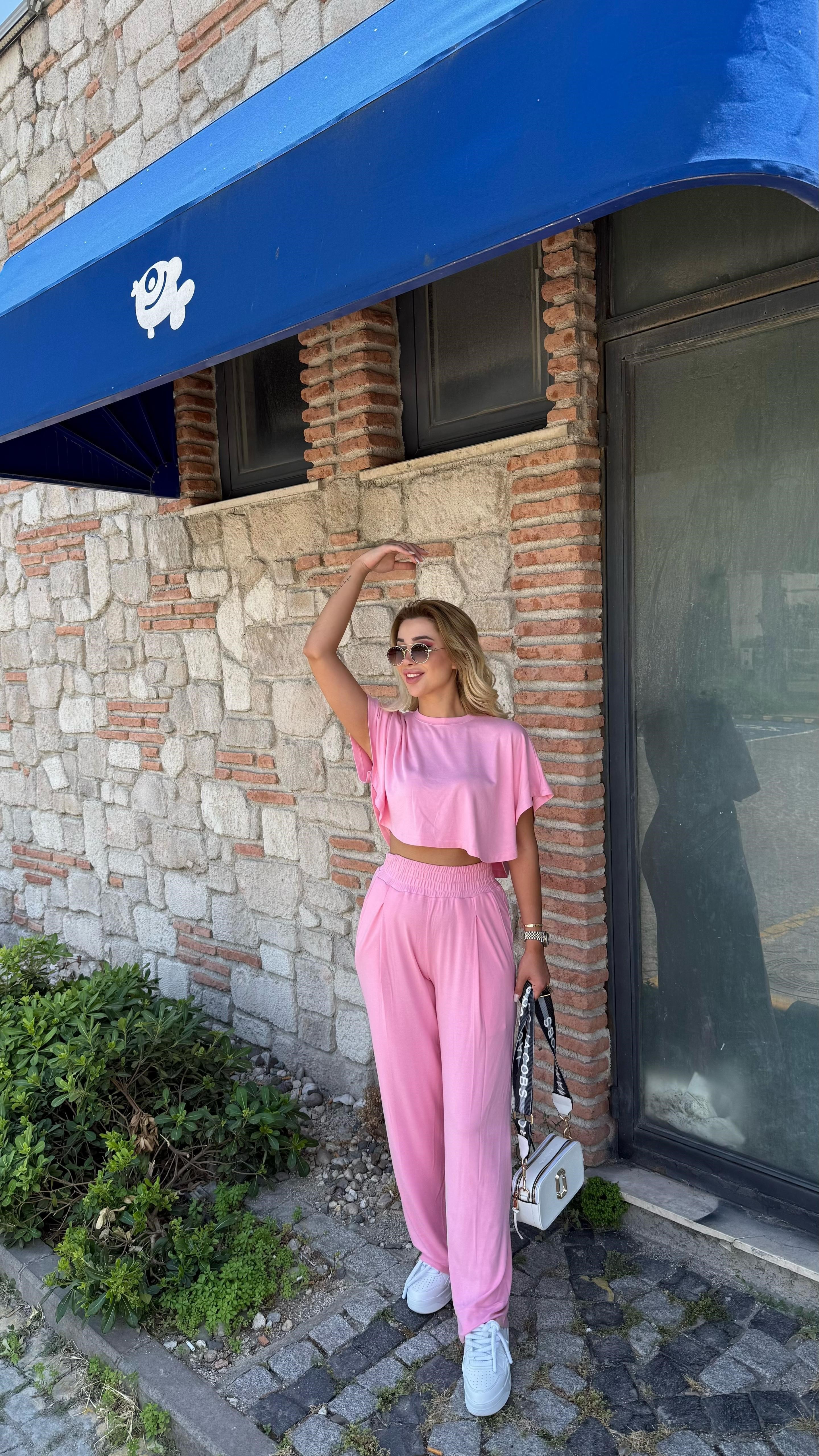 Modal tişört takım pembe