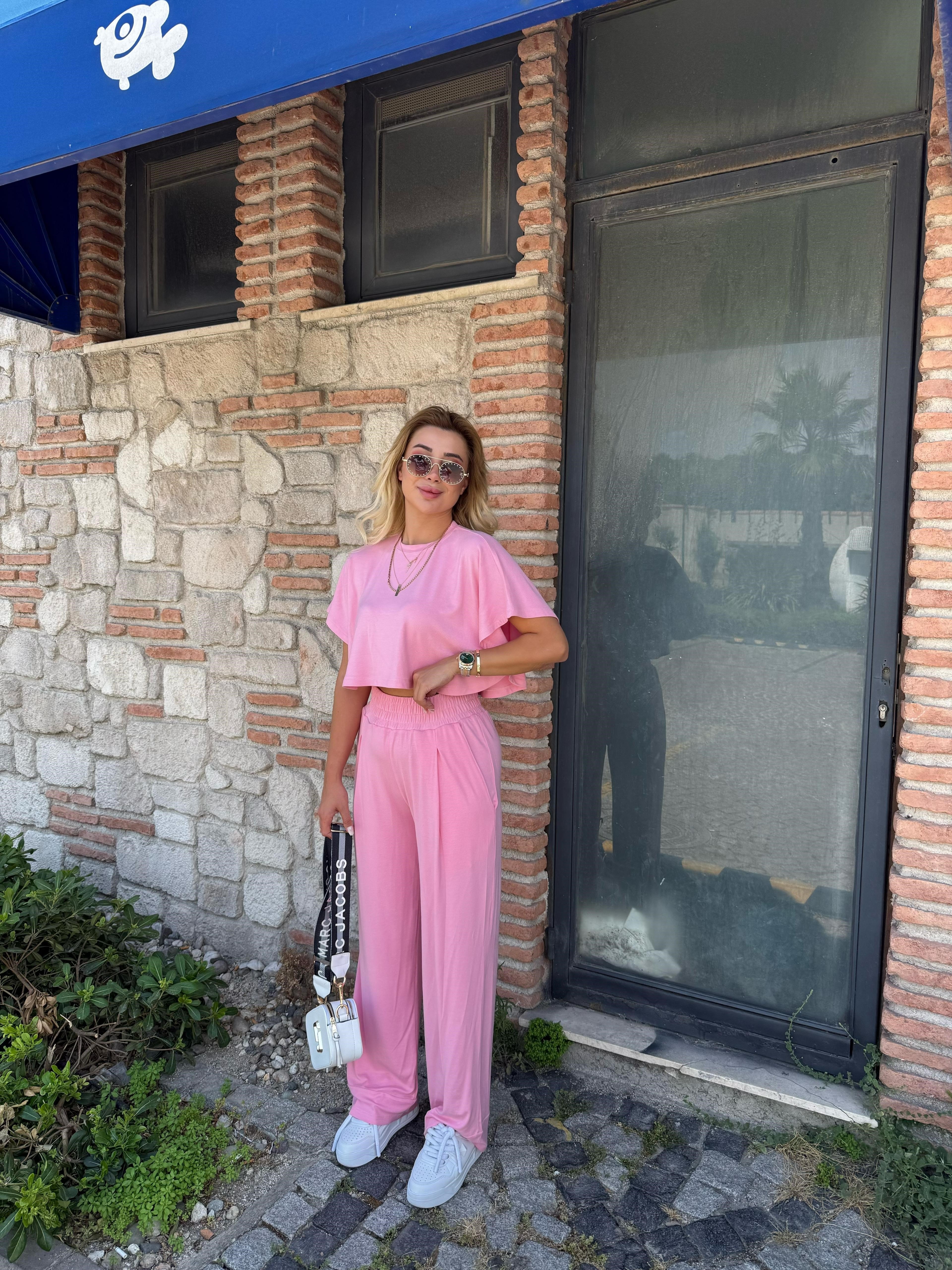 Modal tişört takım pembe