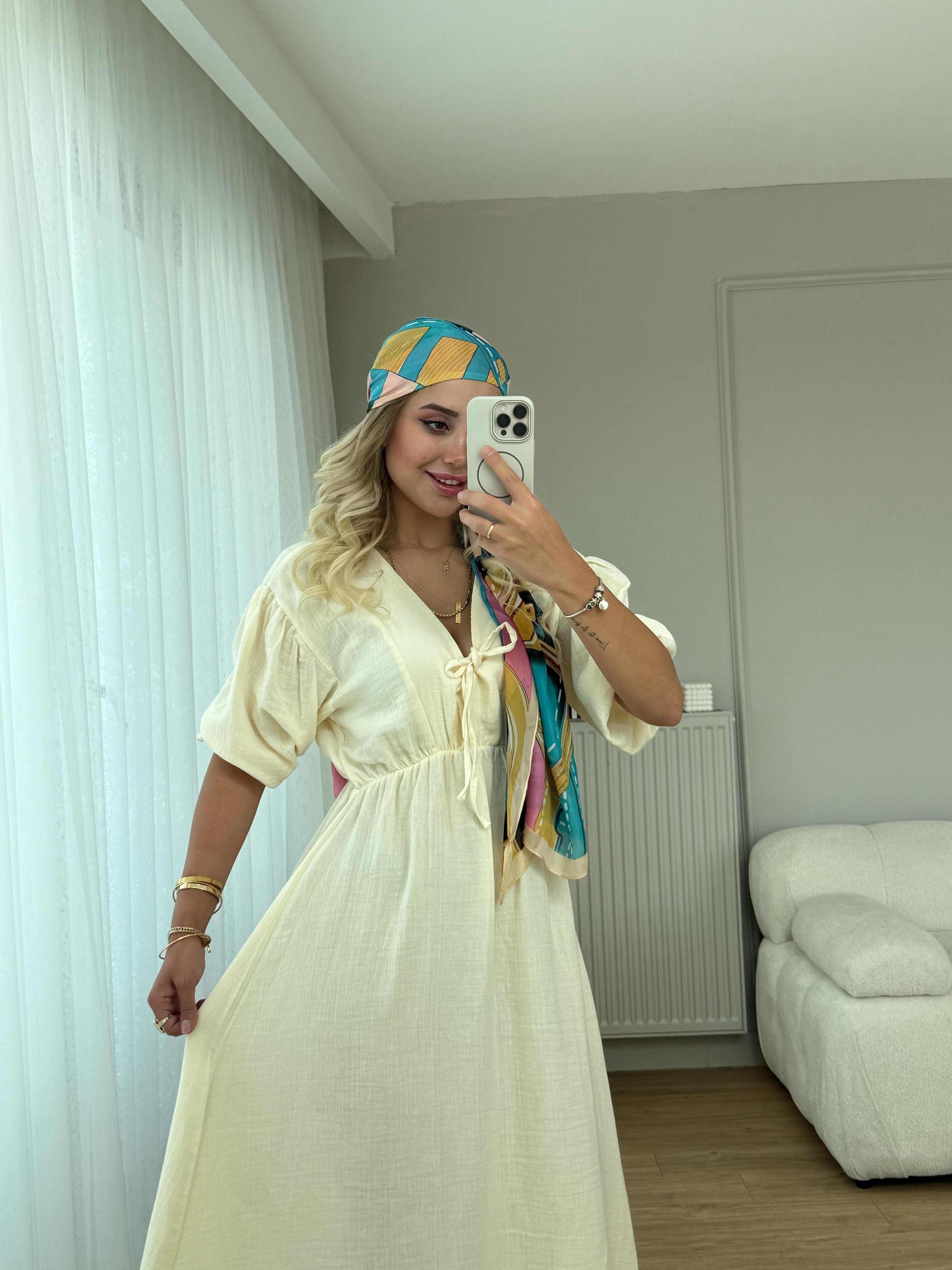 Müslin elbise sarı
