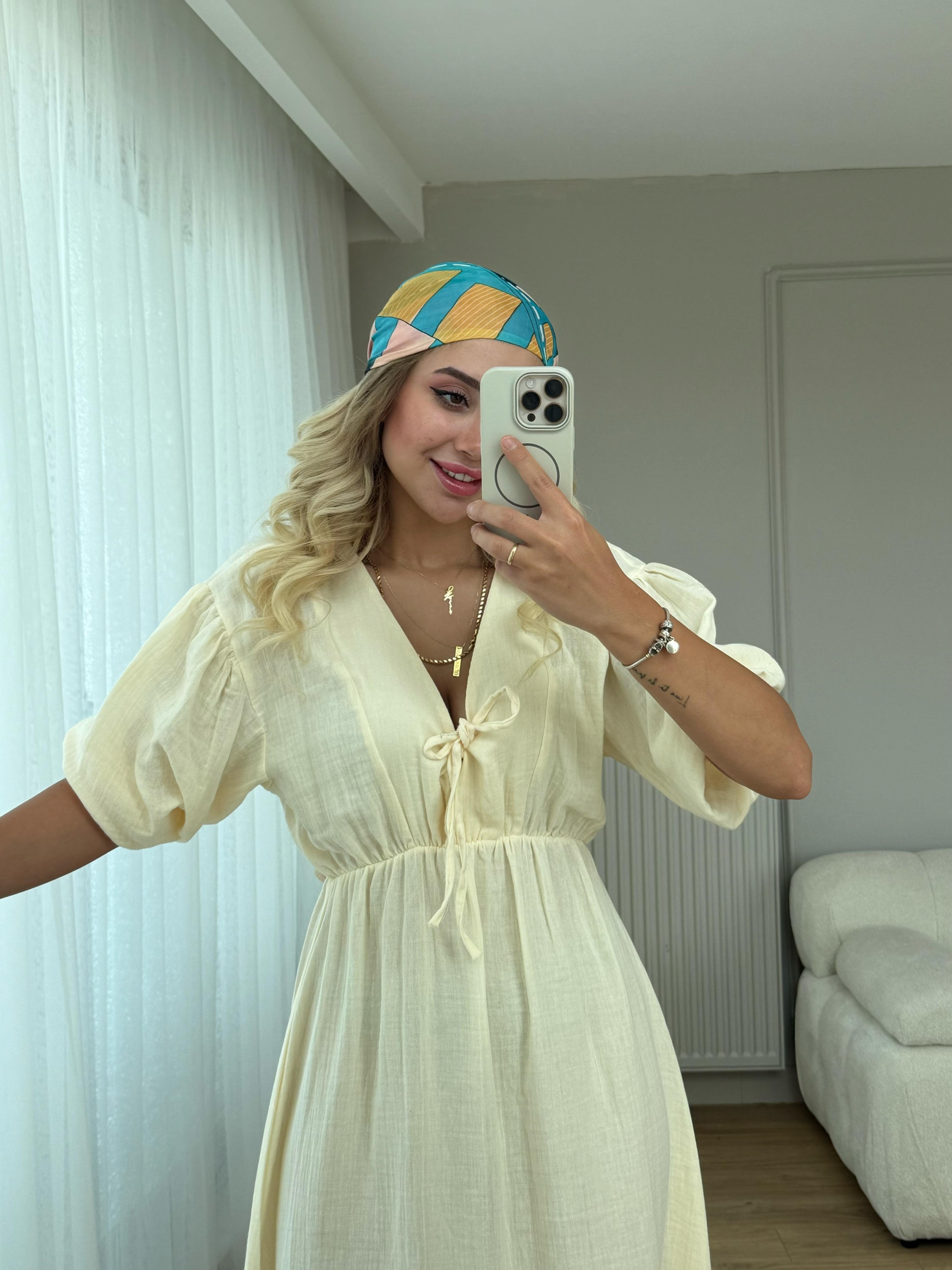 Müslin elbise sarı