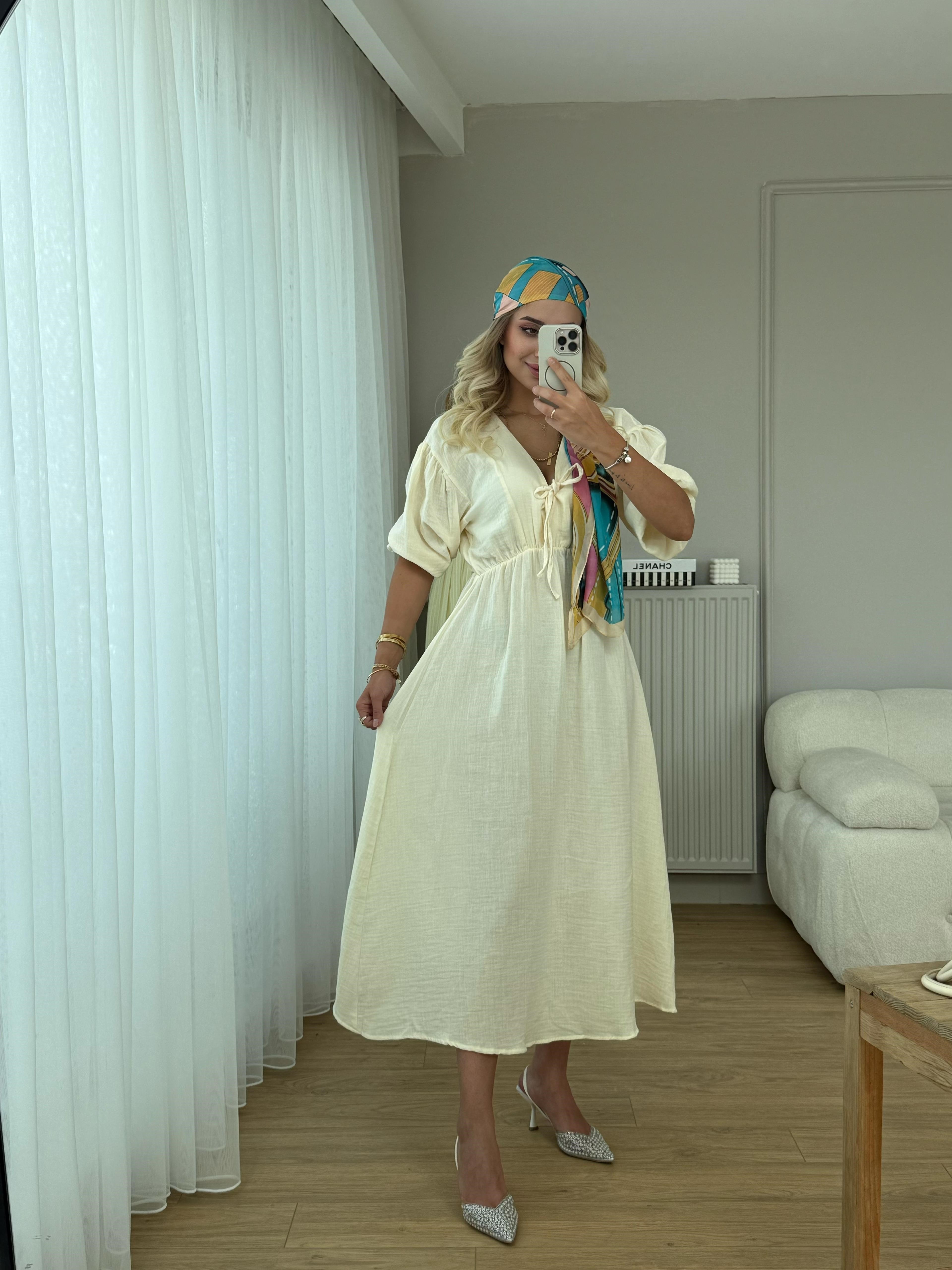 Müslin elbise sarı