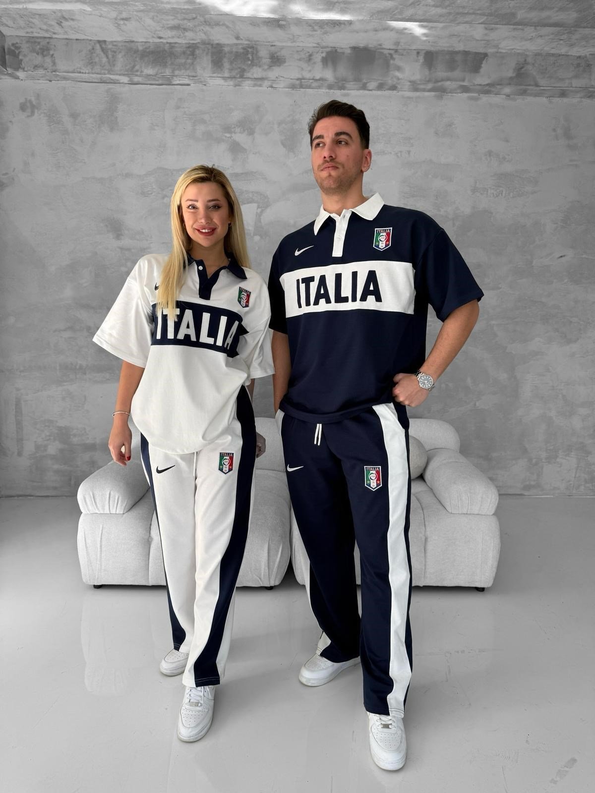 Nakışlı italy takım beyaz