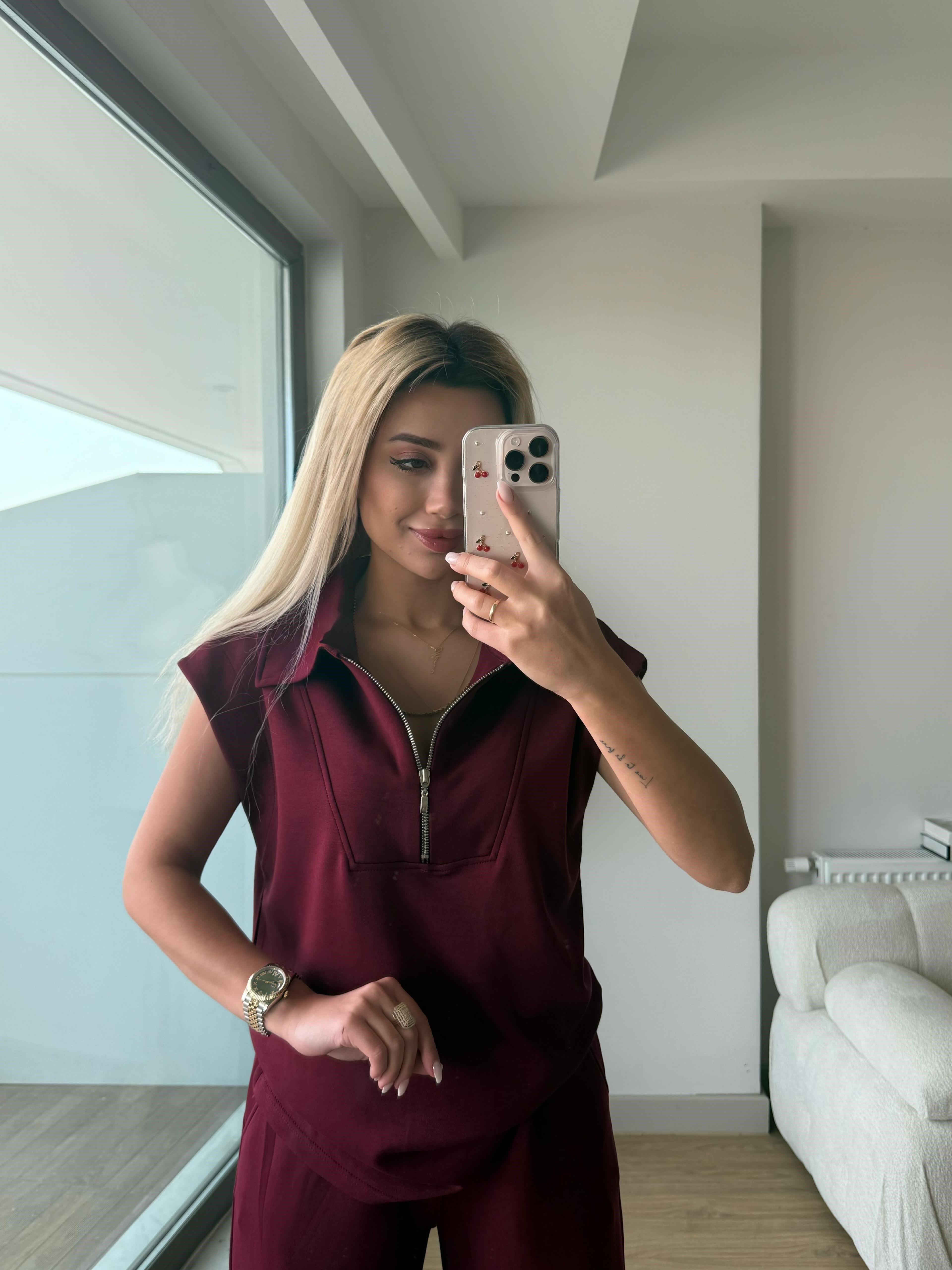 Oys yelek takım bordo