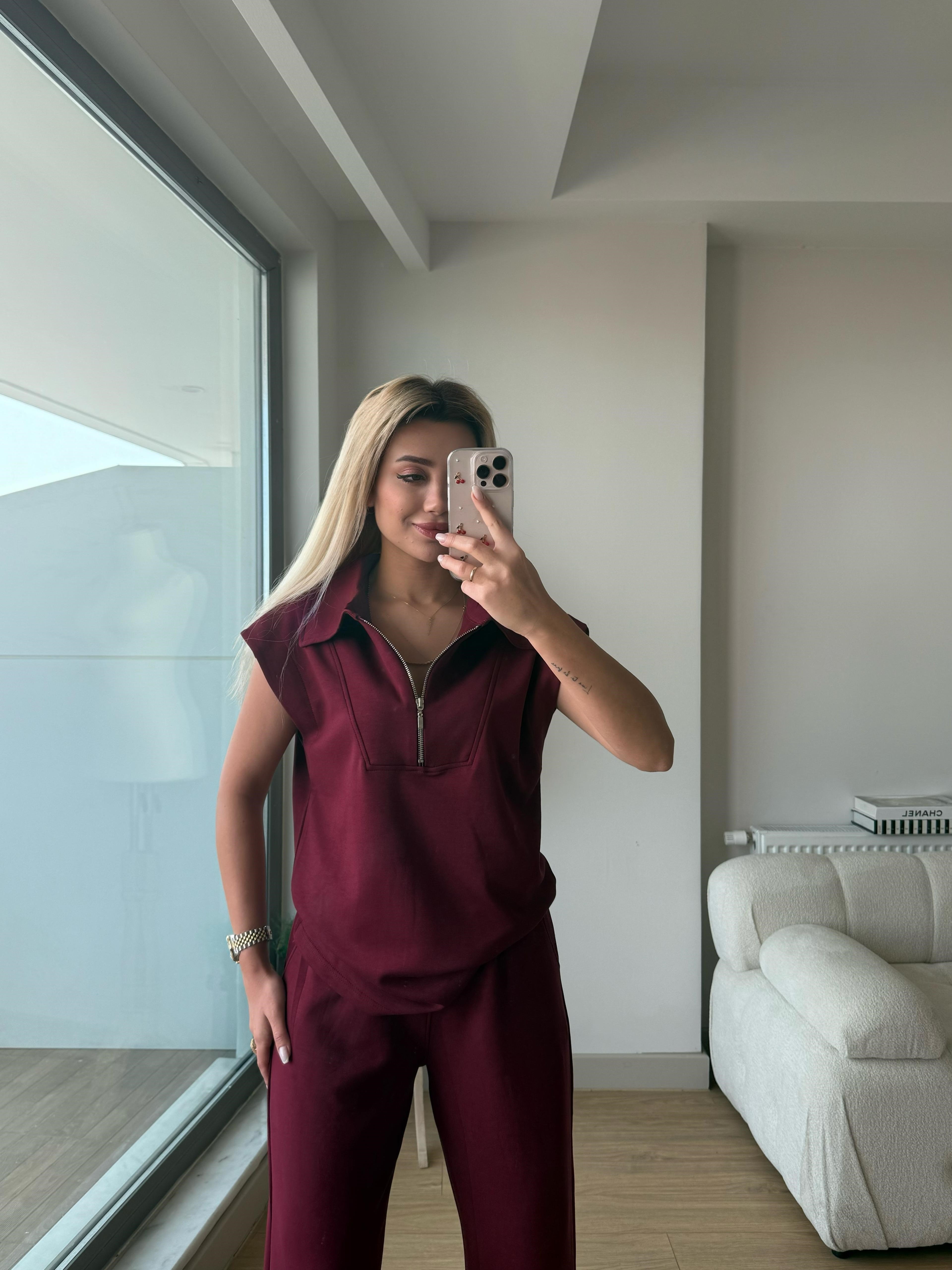 Oys yelek takım bordo