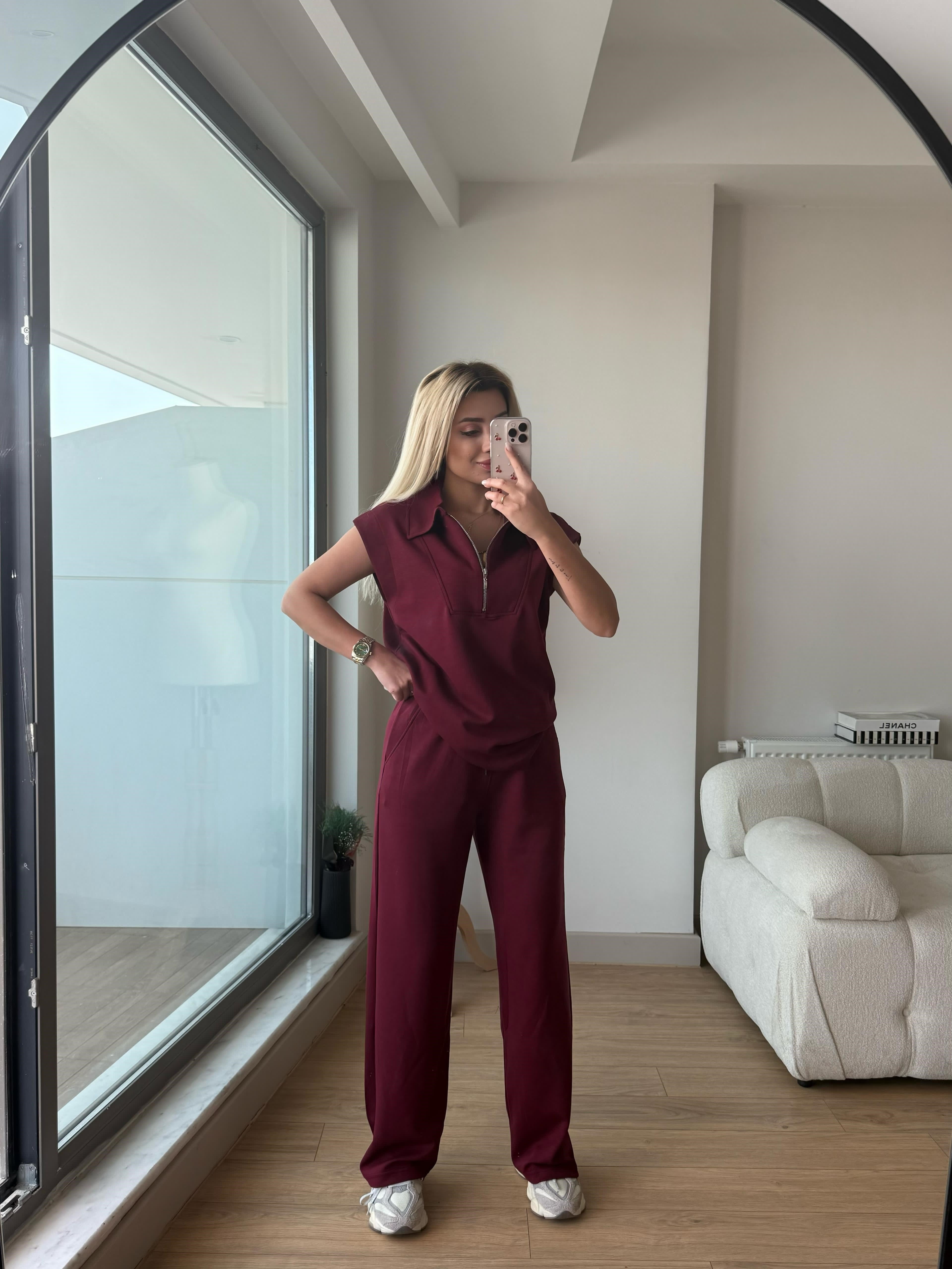 Oys yelek takım bordo