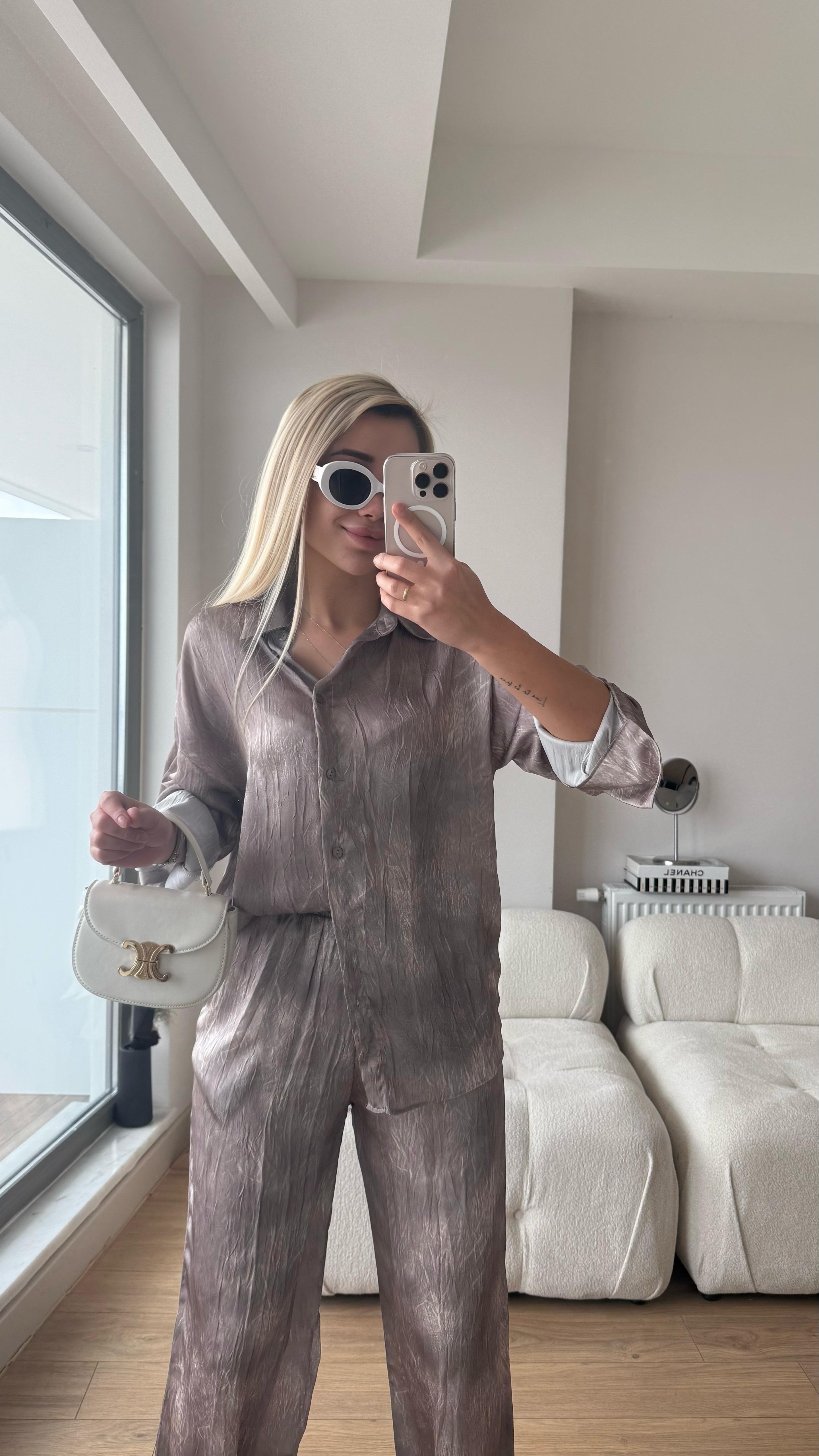 Saten 2 li takım vizon