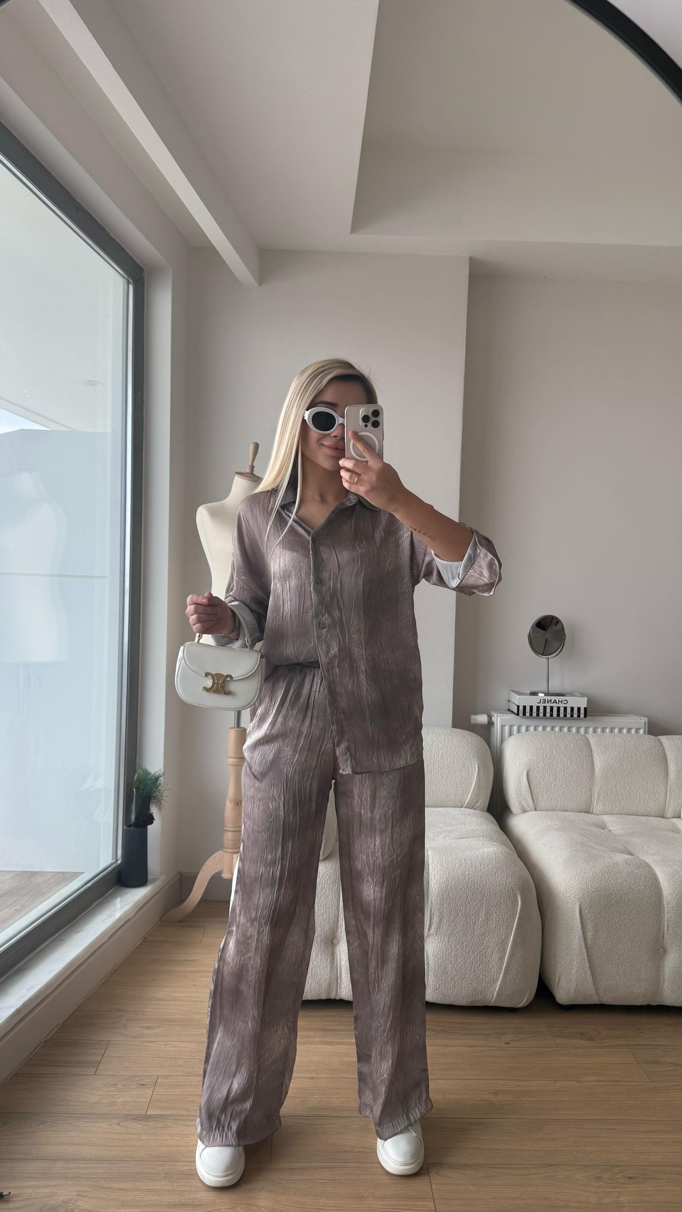 Saten 2 li takım vizon