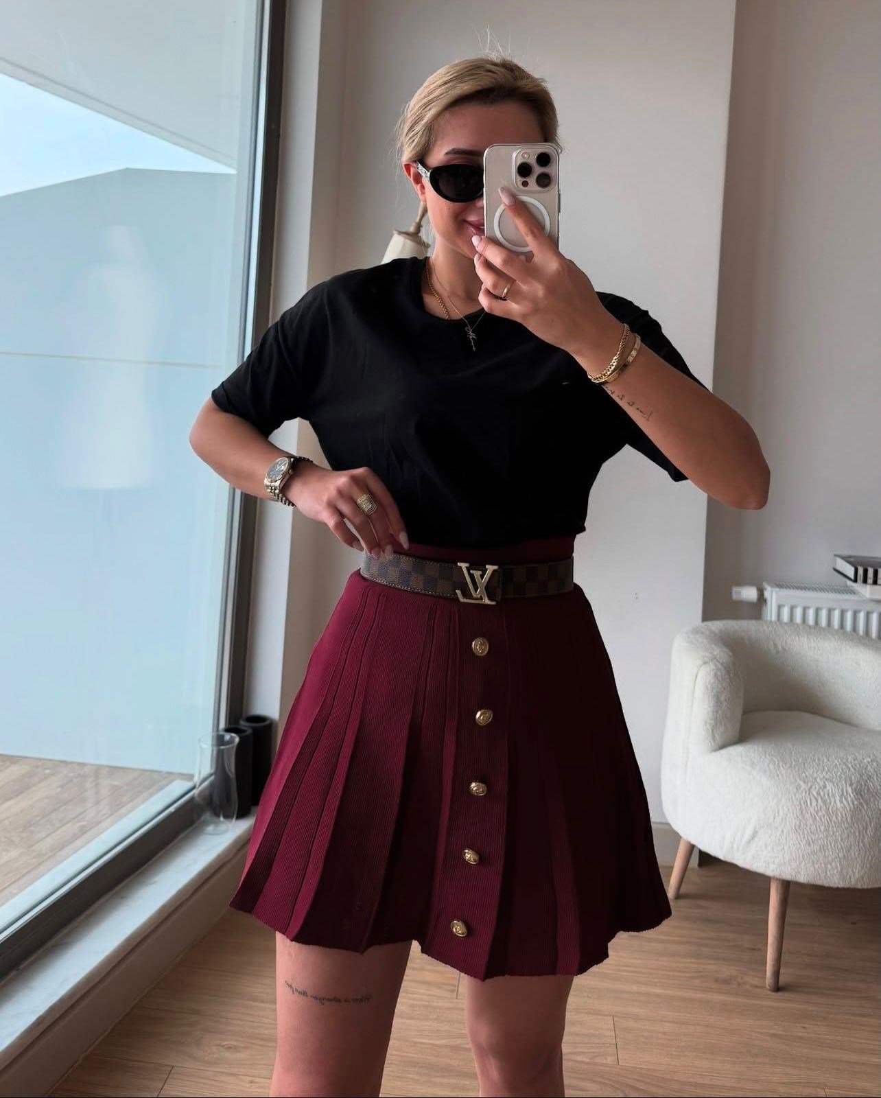 Triko etek bordo