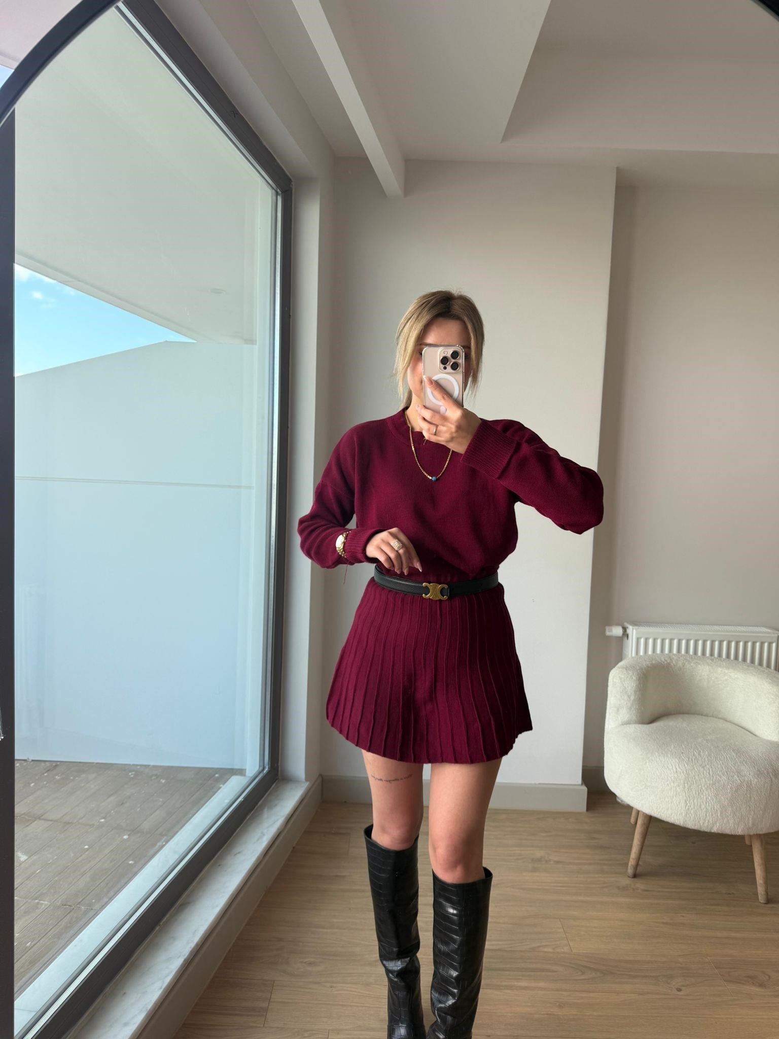 Triko takım bordo