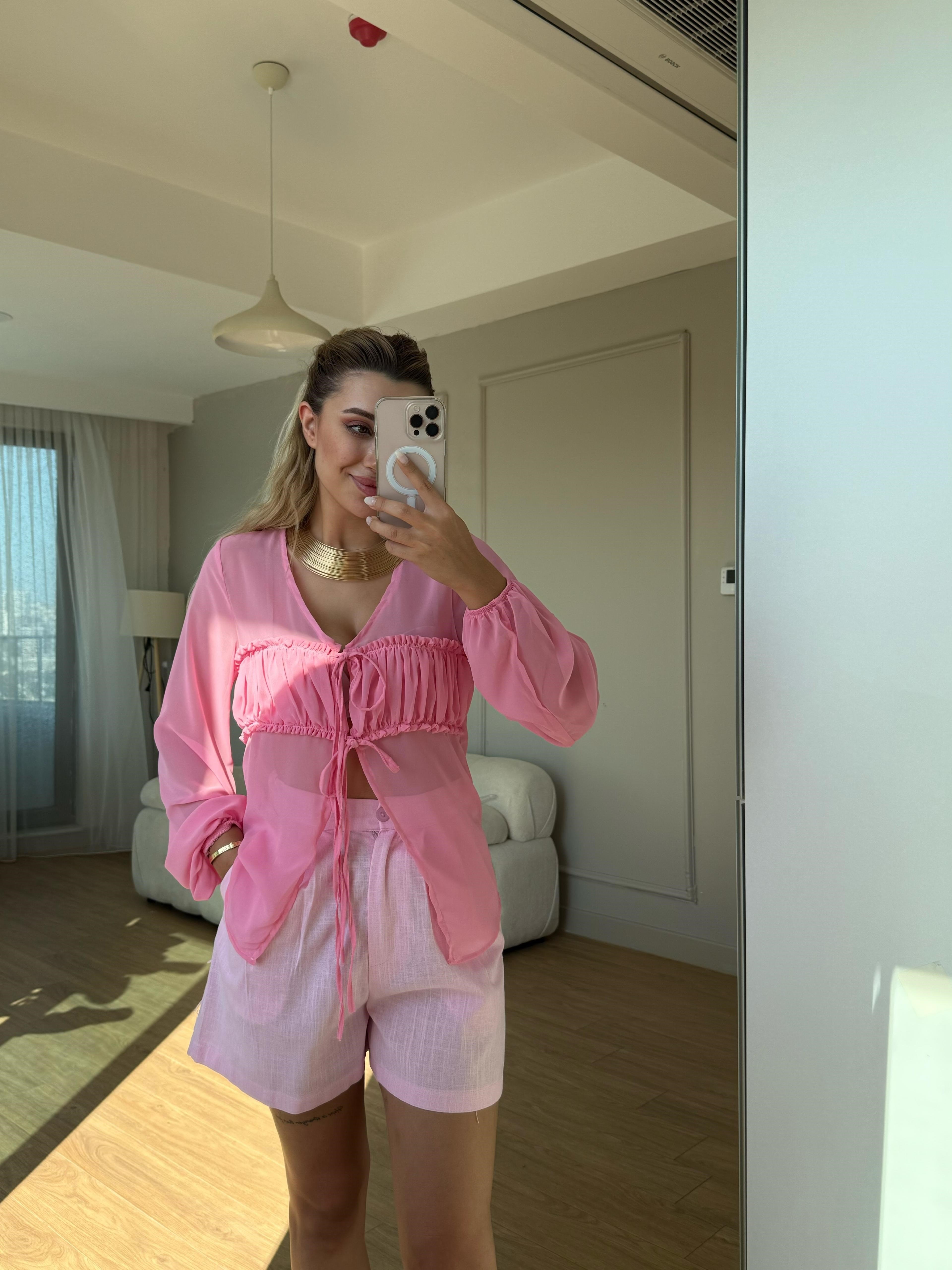 Tül takım pembe