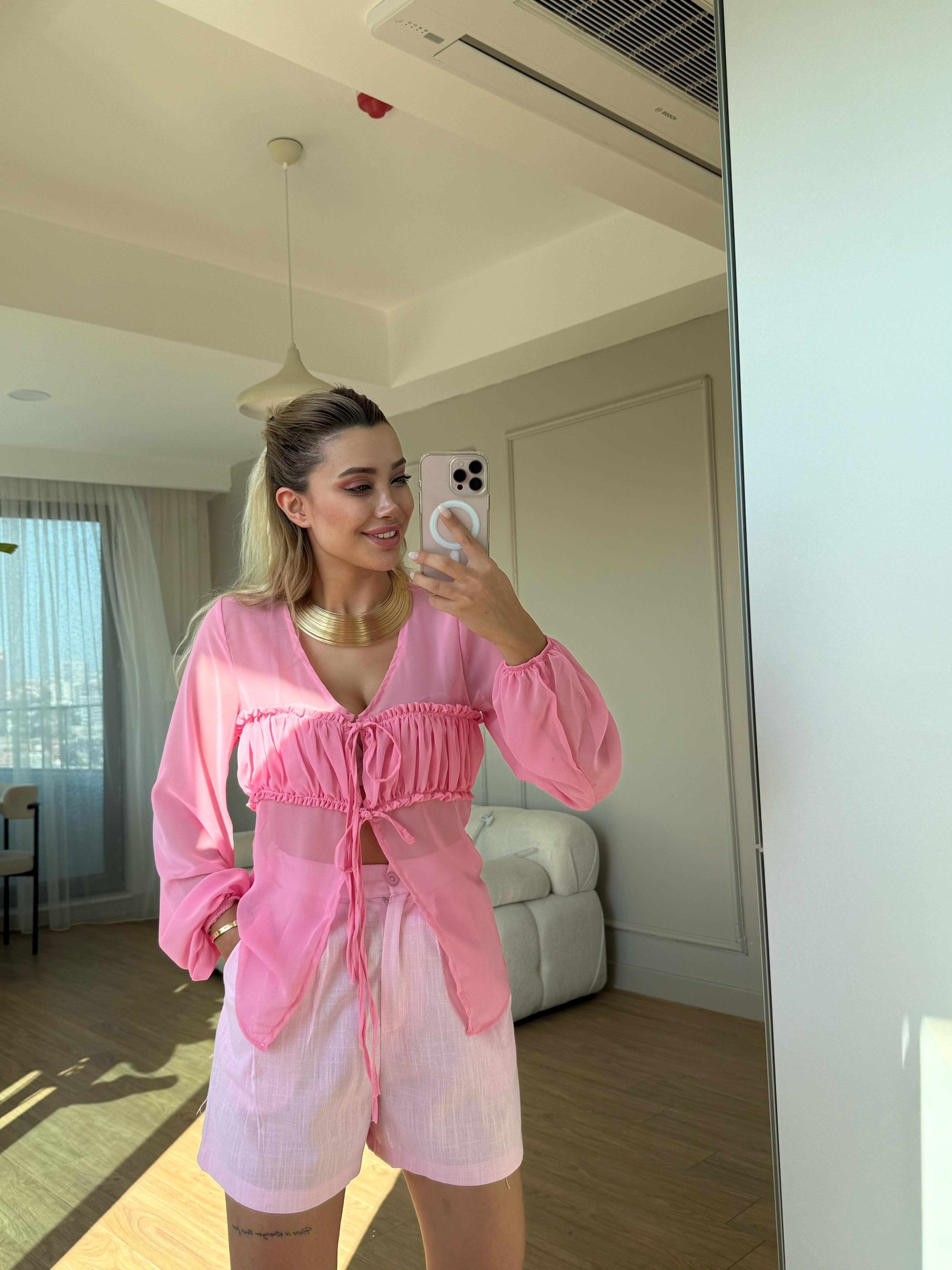 Tül takım pembe