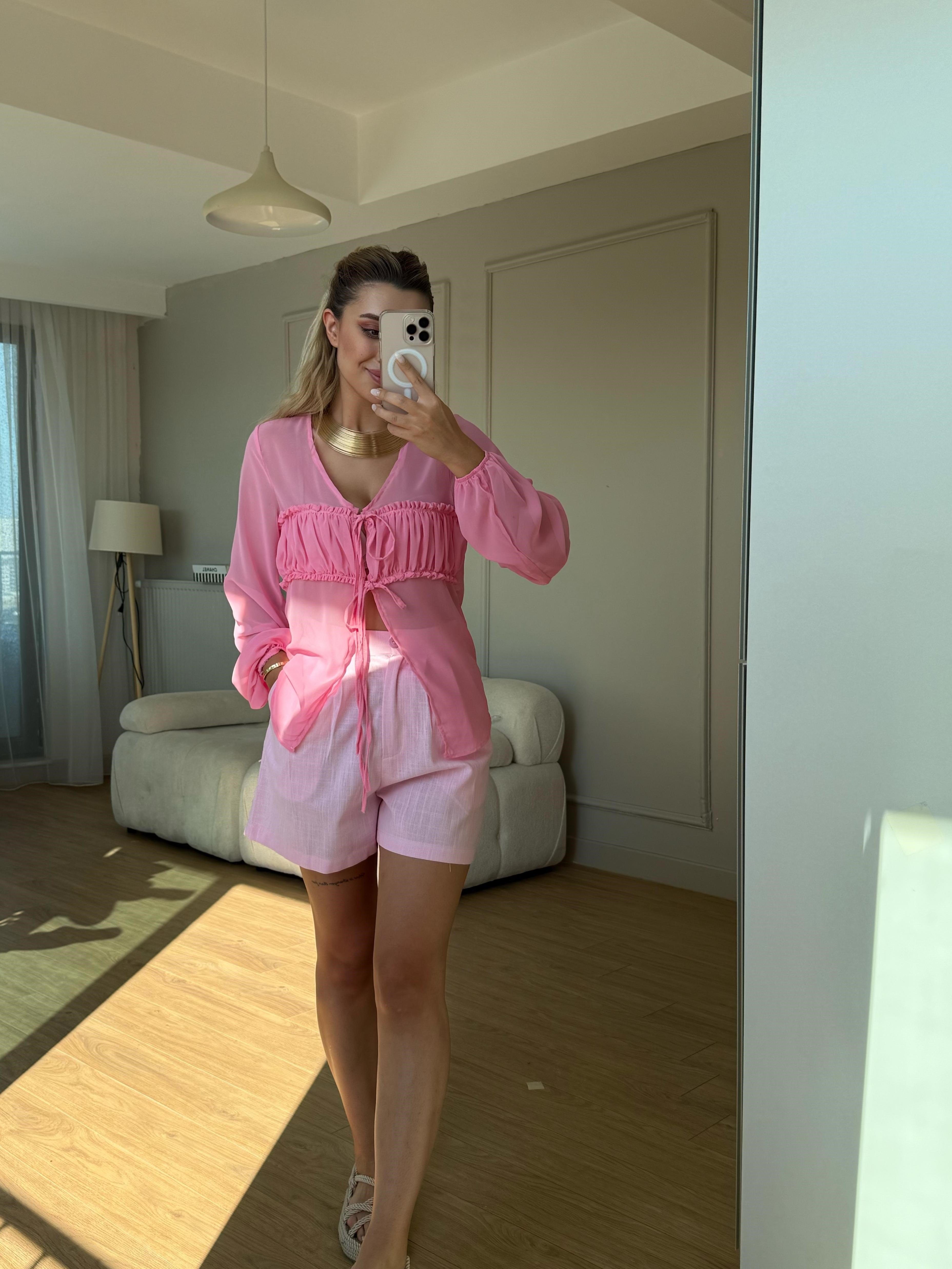 Tül takım pembe