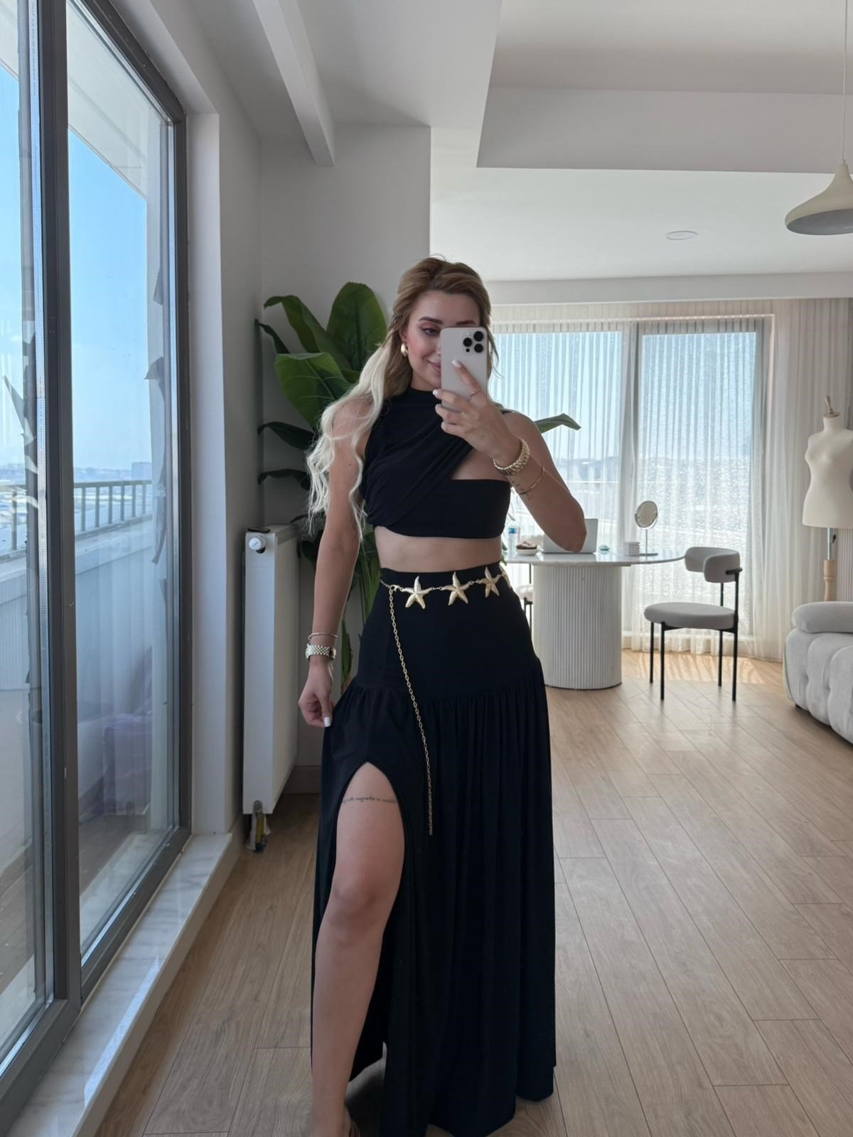 Yıldız modal takım siyah
