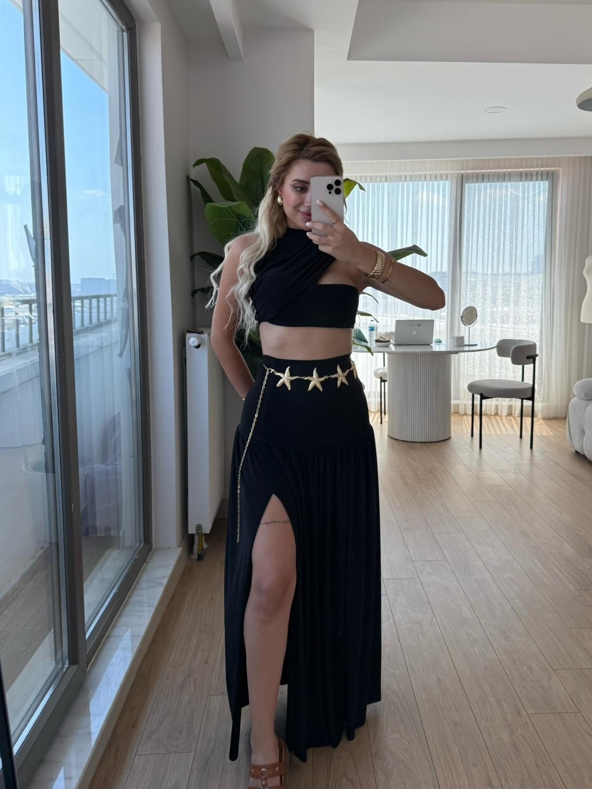Yıldız modal takım siyah