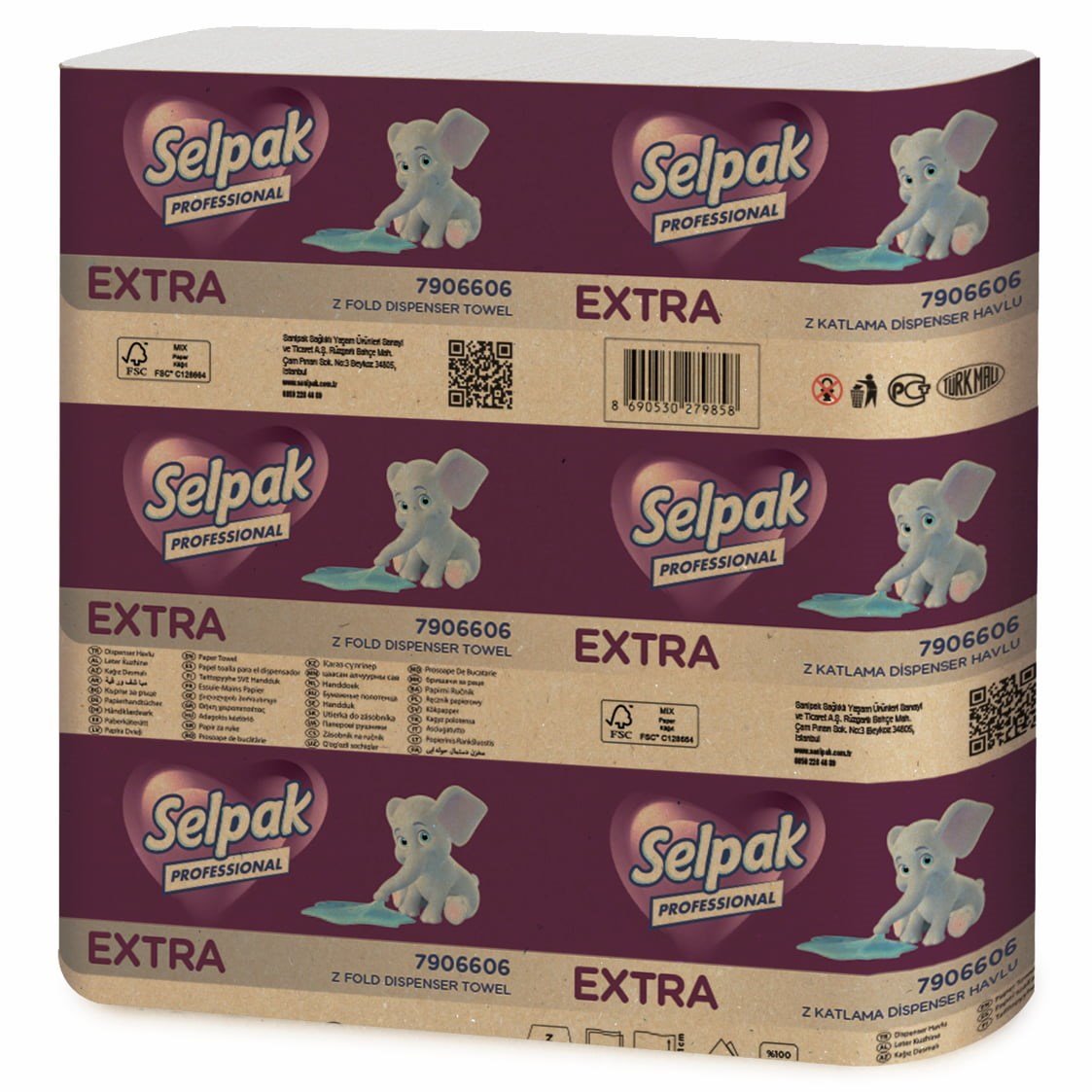 Selpak Extra Z Katlama Dispenser Havlu 200 lü 12 Paket 21.5 X 24 Cm