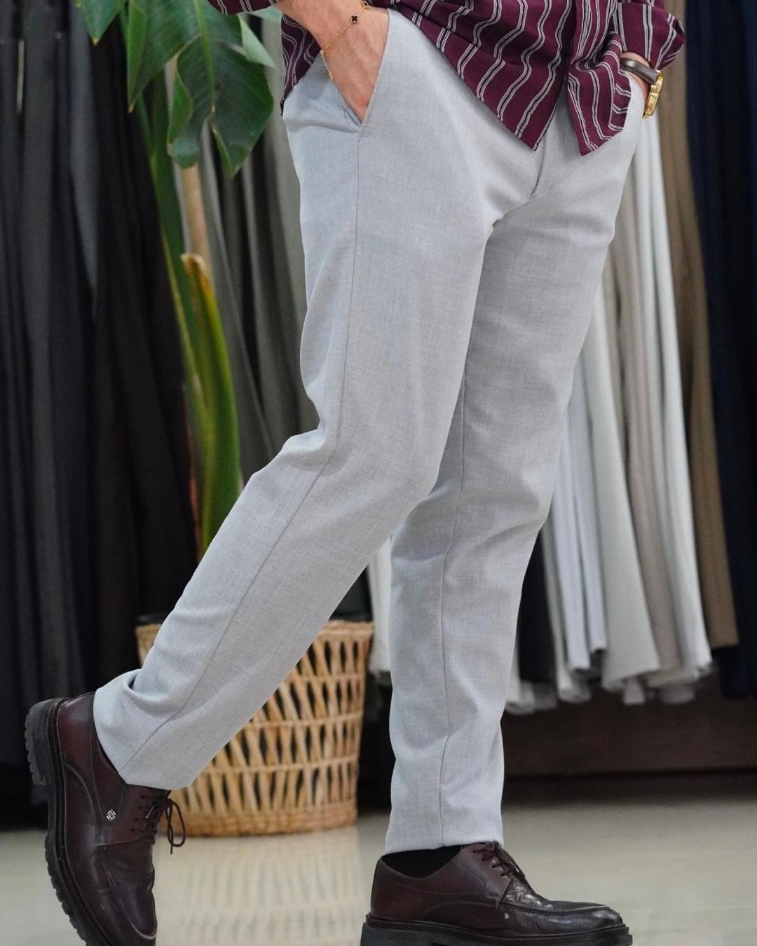 REGULAR KALIP GRİ KUMAŞ PANTOLON 