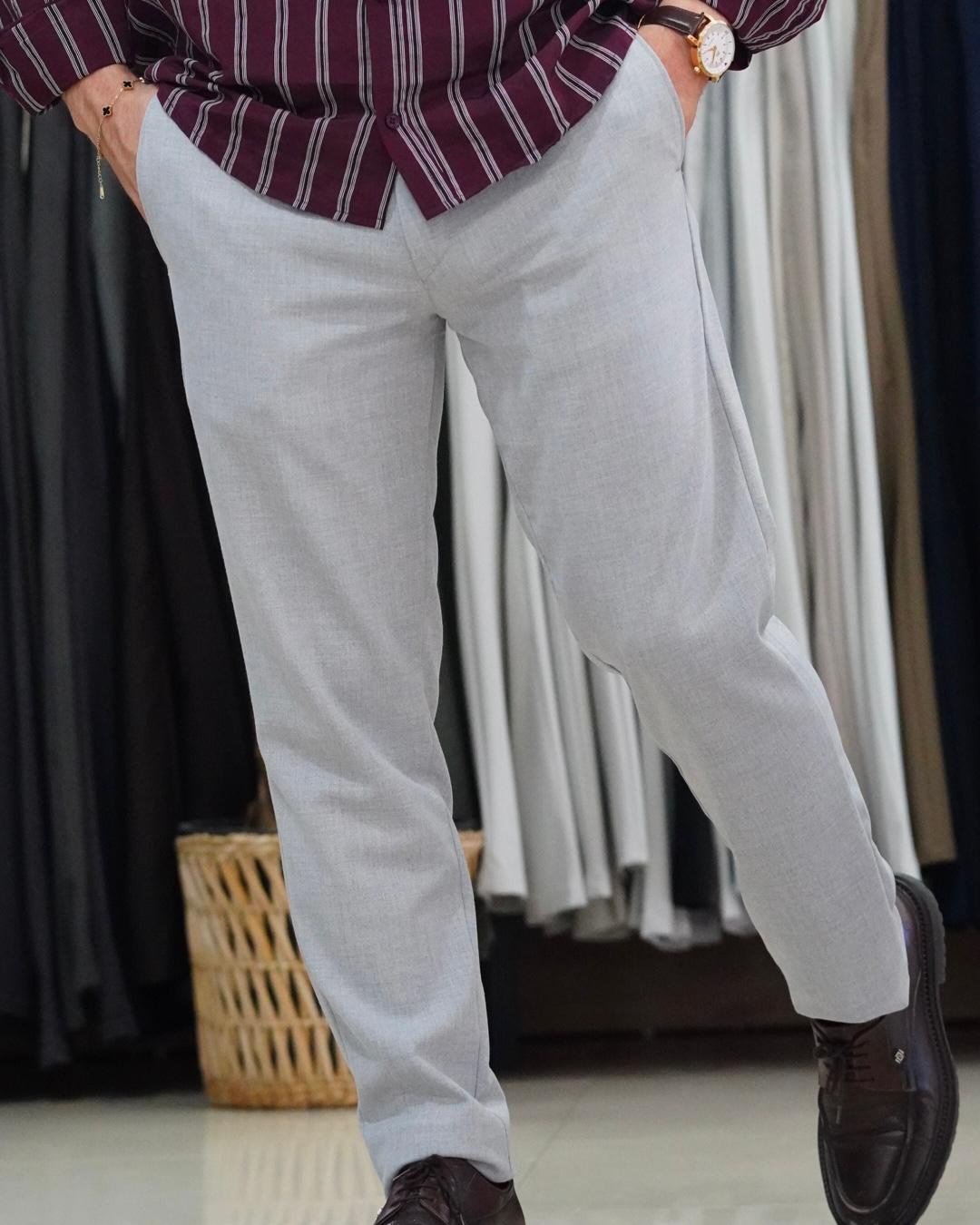 REGULAR KALIP GRİ KUMAŞ PANTOLON 