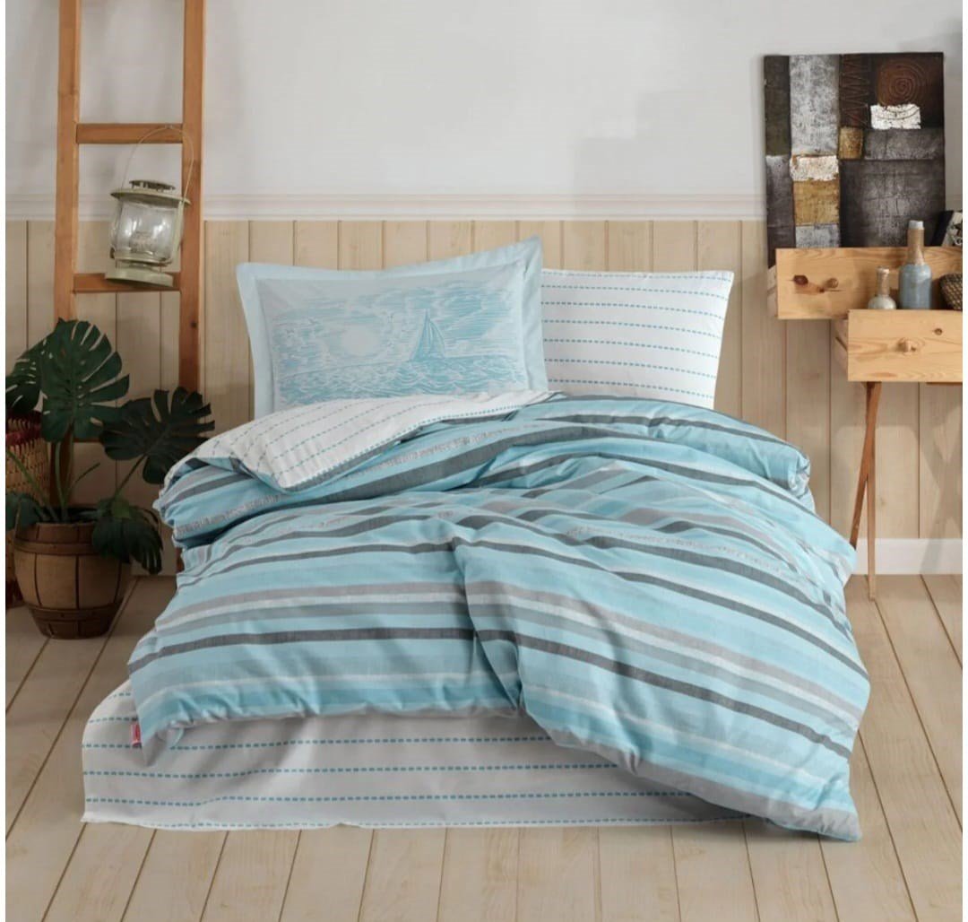 Hobby Talisa Aqua Poplin Çift Kişilik Nevresim Takımı 