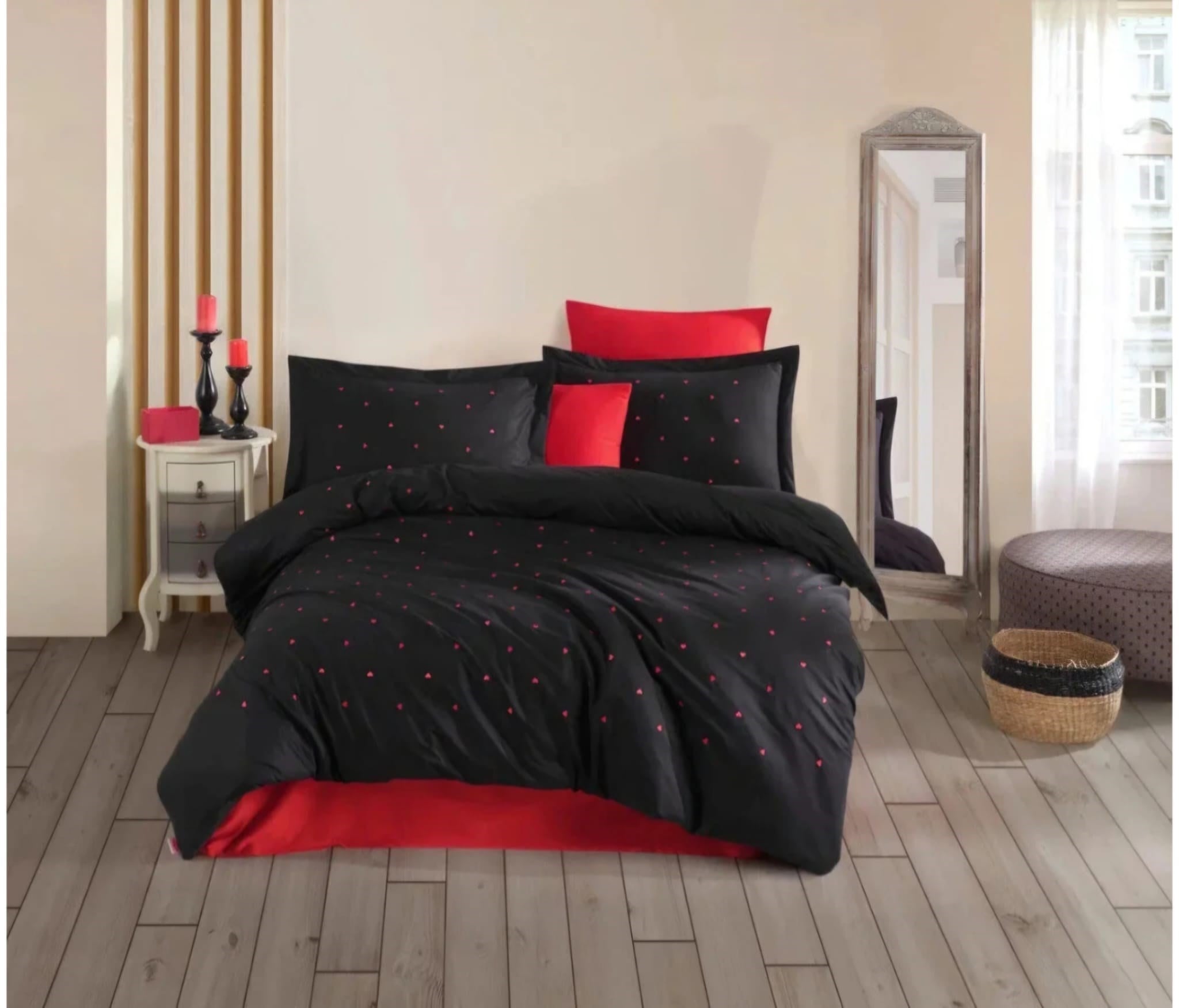 Lubow Siyah Çift Kişilik Nakışlı Nevresim Takımı 