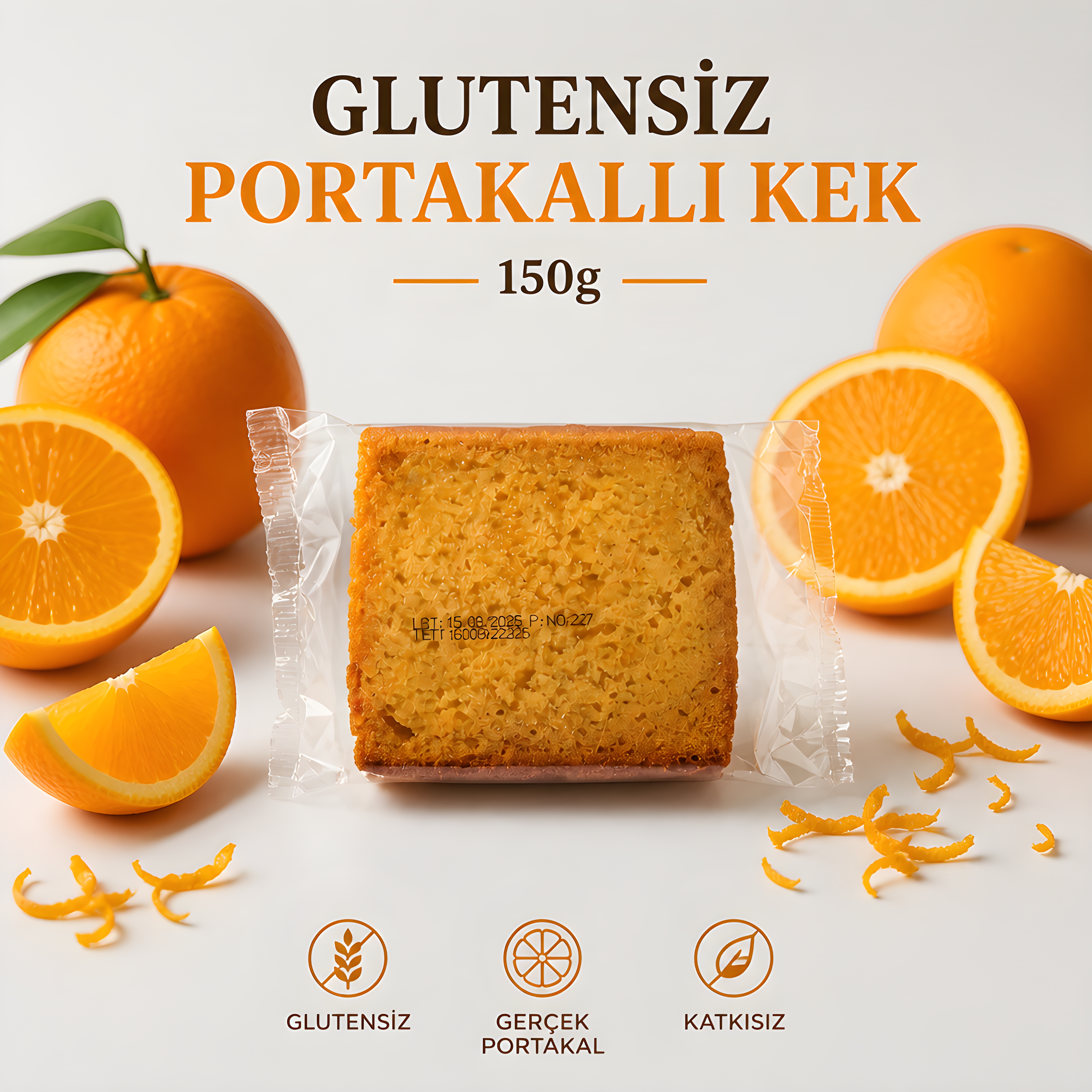 GLUTENSİZ PORTAKALLI KEK 150 G