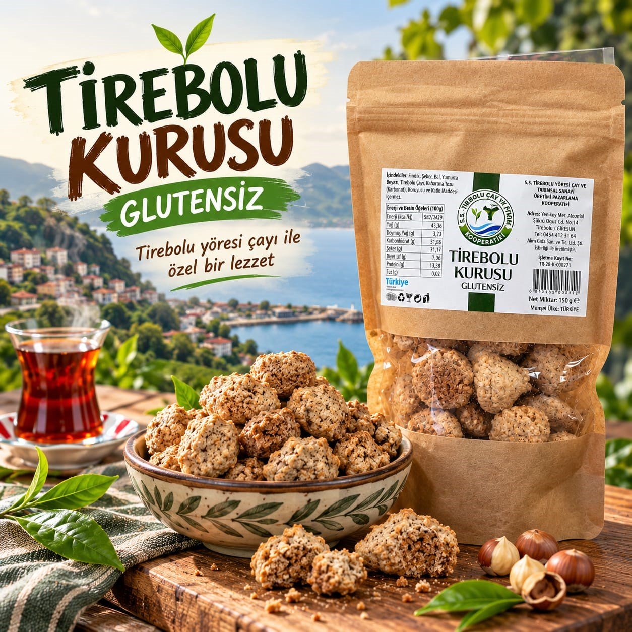 TİREBOLU KOOP. GLUTENSİZ TİREBOLU FINDIK KURUSU 150 G