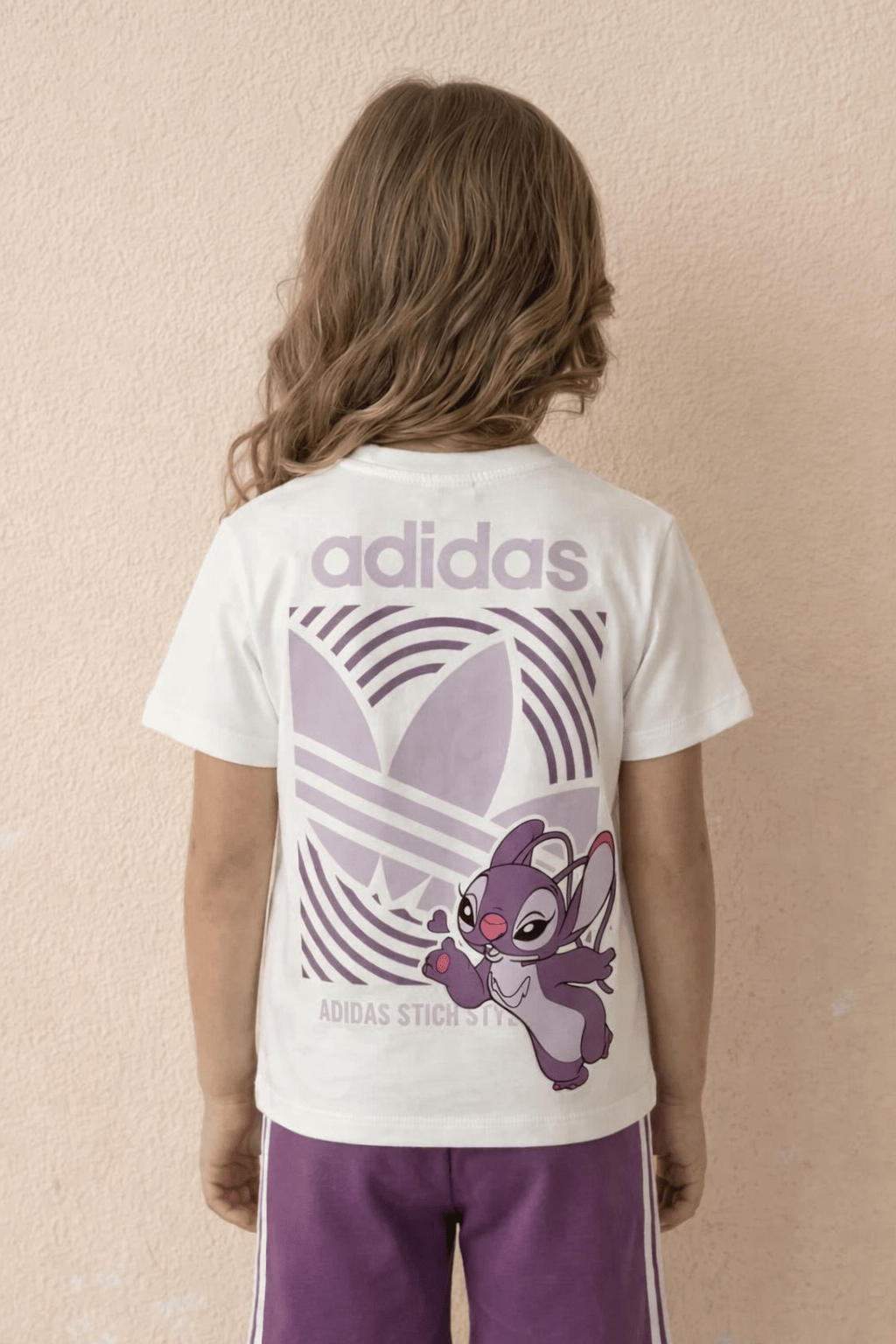 Beyaz Fuşya Karakter Desenli Tshirt-Şort Takım