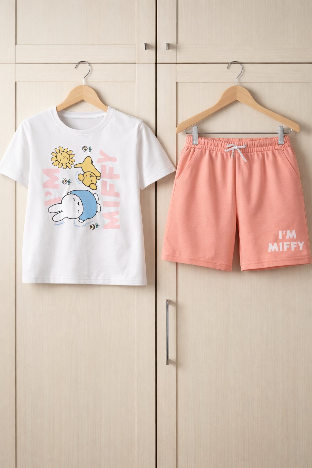 Beyaz Somon Kız Çocuk Tshirt-Şort Takım