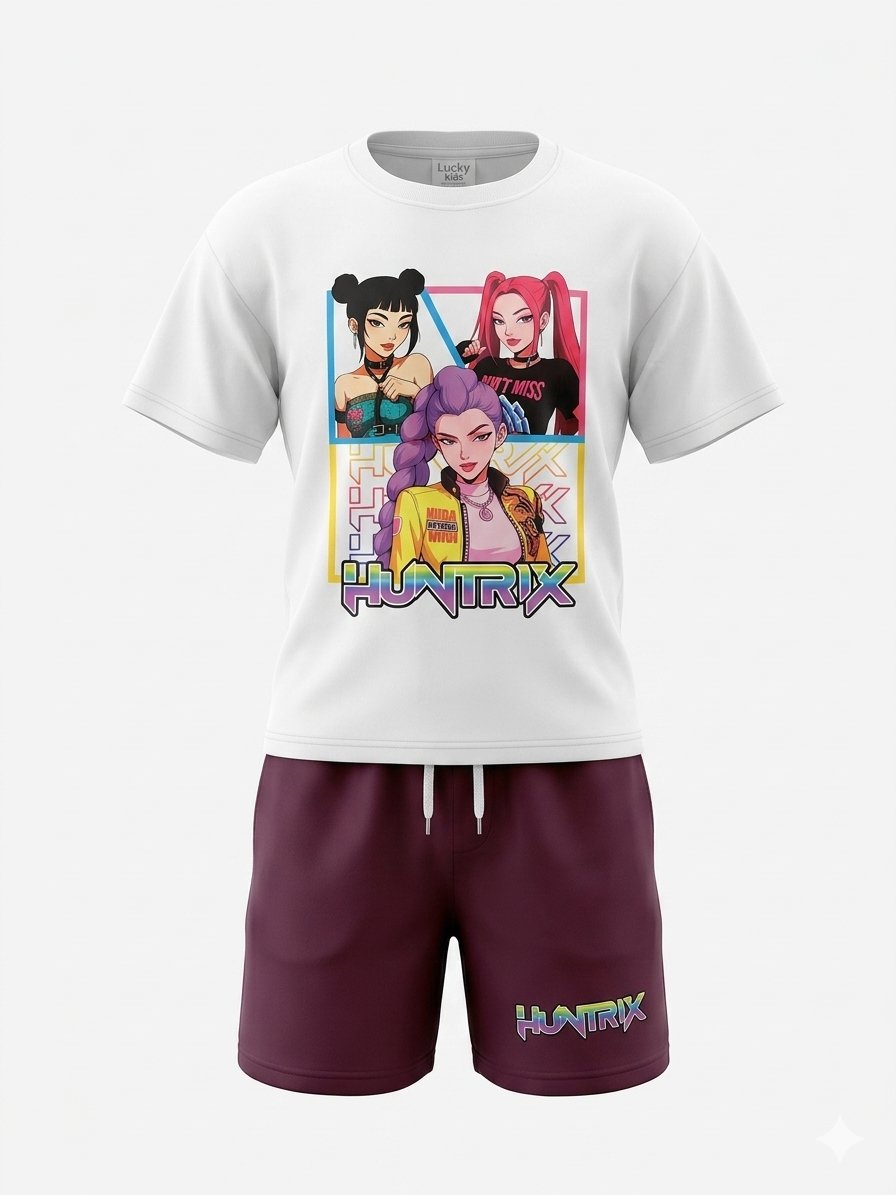 Huntrix Beyaz-Fuşya Tshirt-Şort Takım