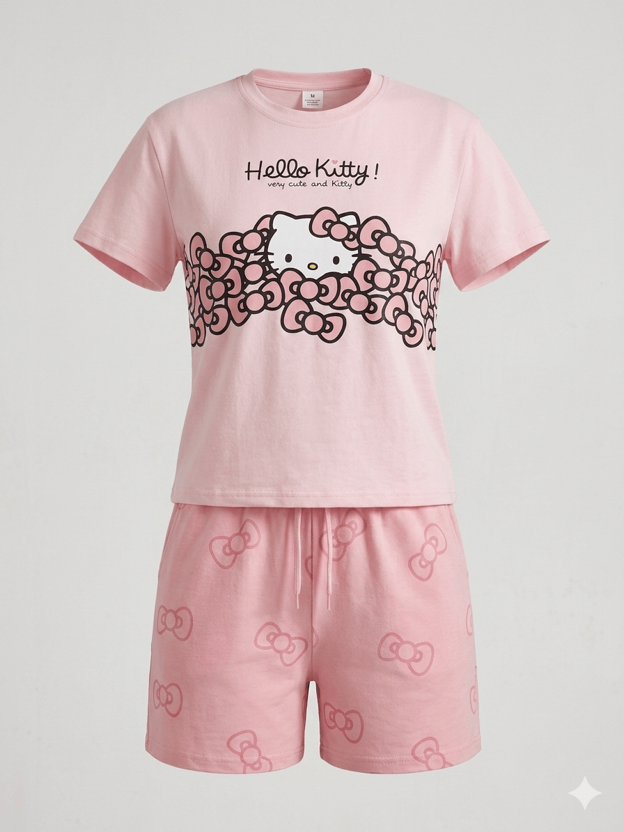 Pembe Kız Çocuk Tshirt-Şort Takım
