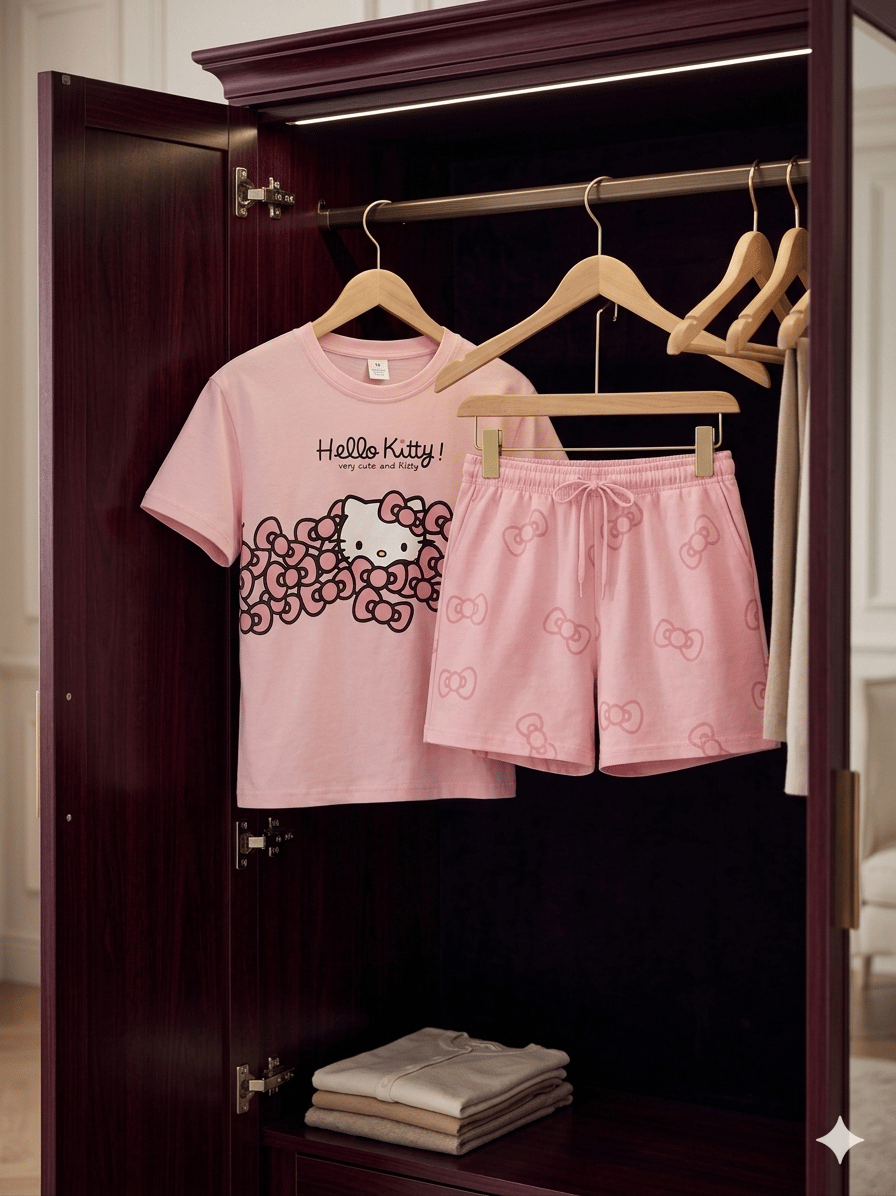 Pembe Kız Çocuk Tshirt-Şort Takım