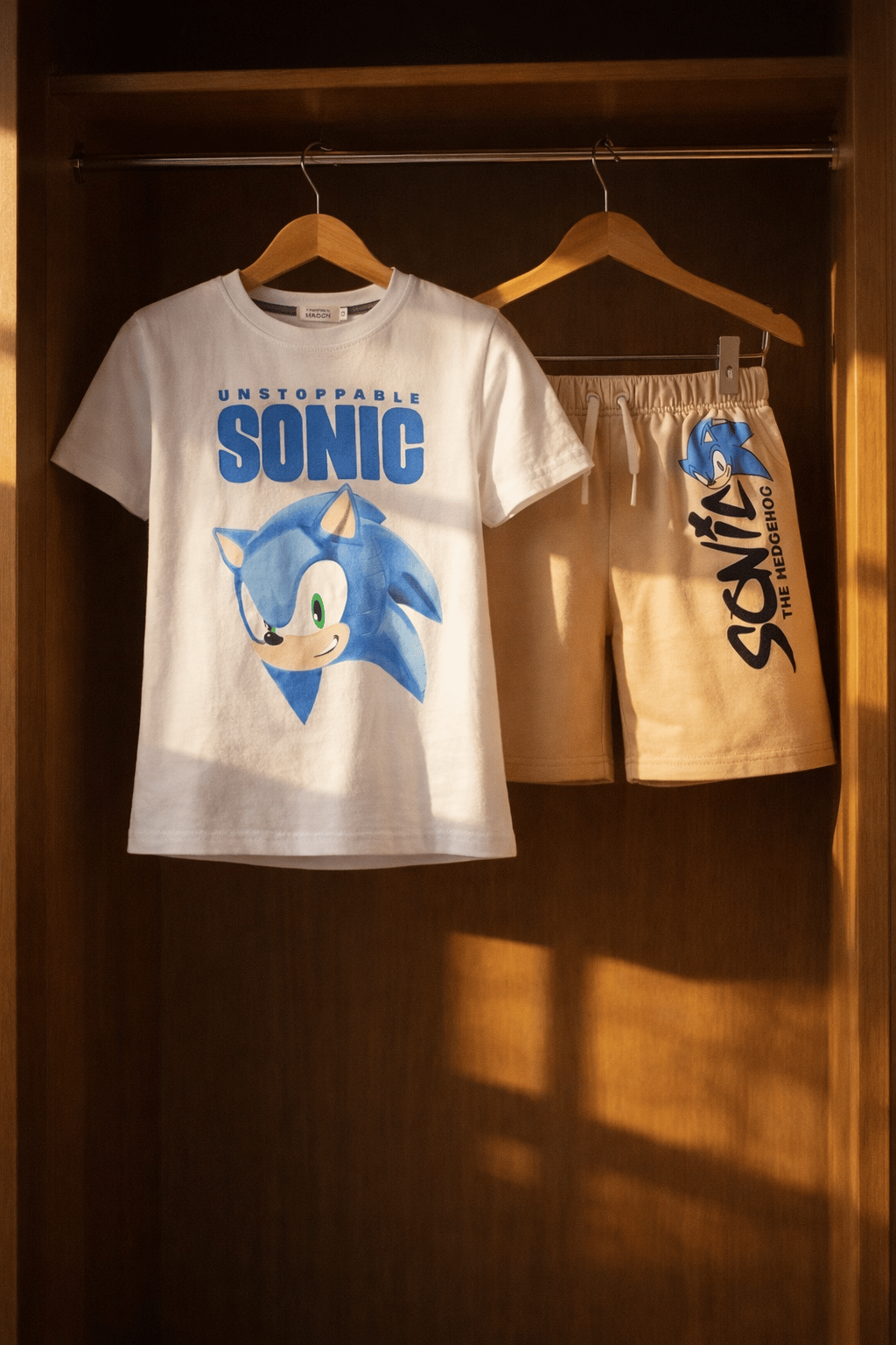 SONIC Beyaz Krem Tshirt-Şort Takım