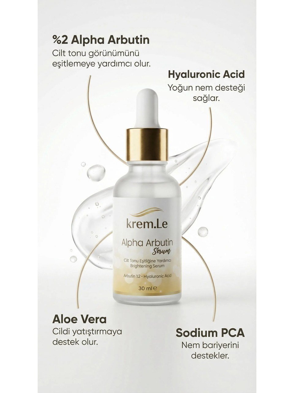 Alpha Arbutin Serum - %2 Arbutin & Hyaluronic Acid | Leke Karşıtı, Ton Eşitleyici, Aydınlatıcı 30 ml
