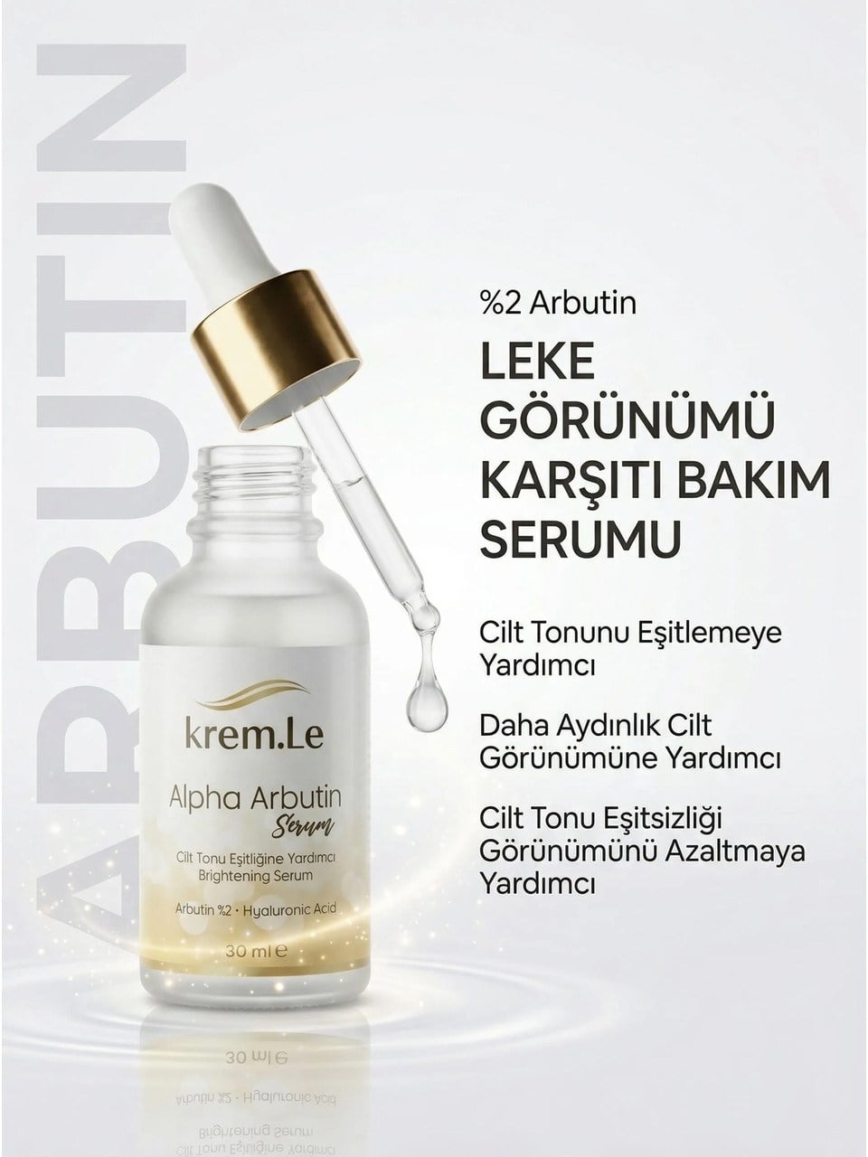 Alpha Arbutin Serum - %2 Arbutin & Hyaluronic Acid | Leke Karşıtı, Ton Eşitleyici, Aydınlatıcı 30 ml