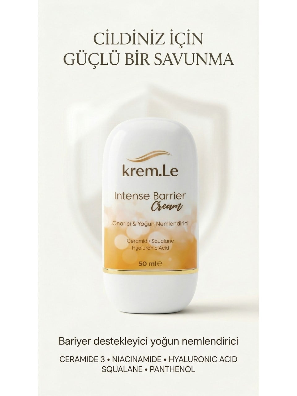 Hassas Ciltler İçin Seramid & Hyalüronik Asit Kızarıklık Karşıtı Onarıcı Nemlendirici Bariyer Kremi 50ml
