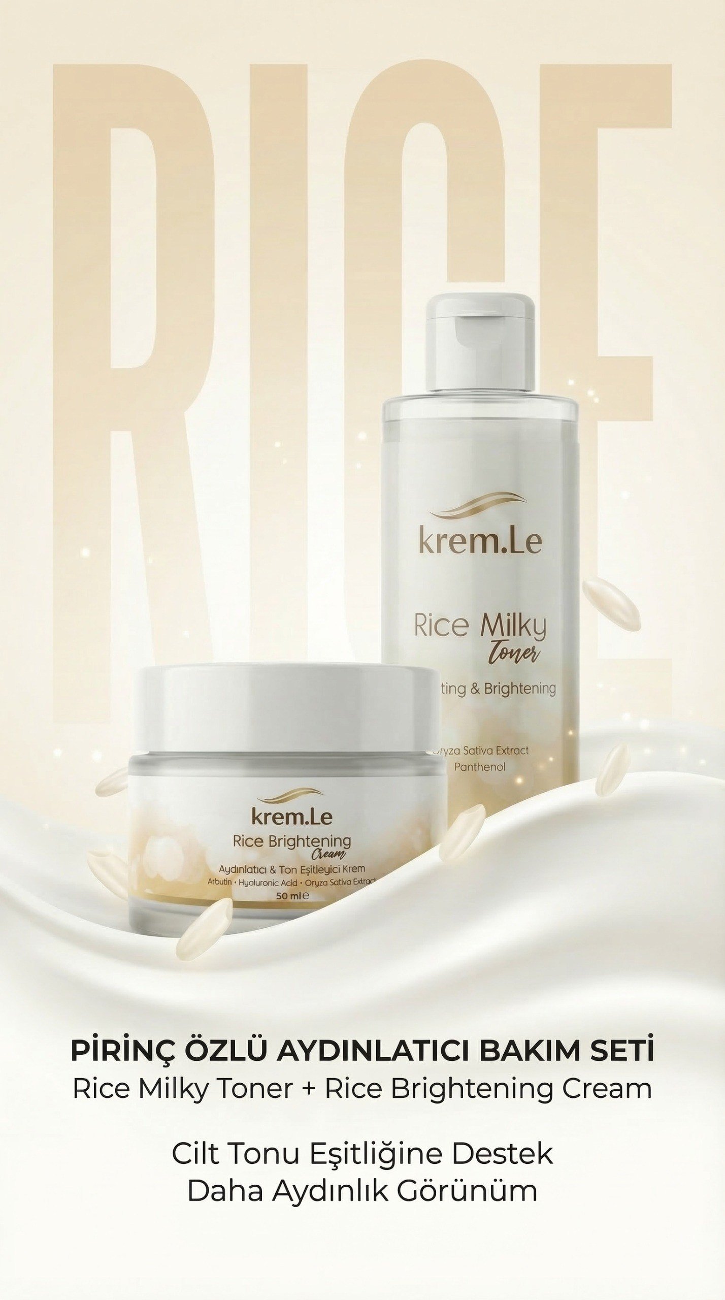 Rice Brightening Cream & Intense Barrier Cream - Cilt Beyazlatıcı Ton Eşitleyici Nemlendirici Set