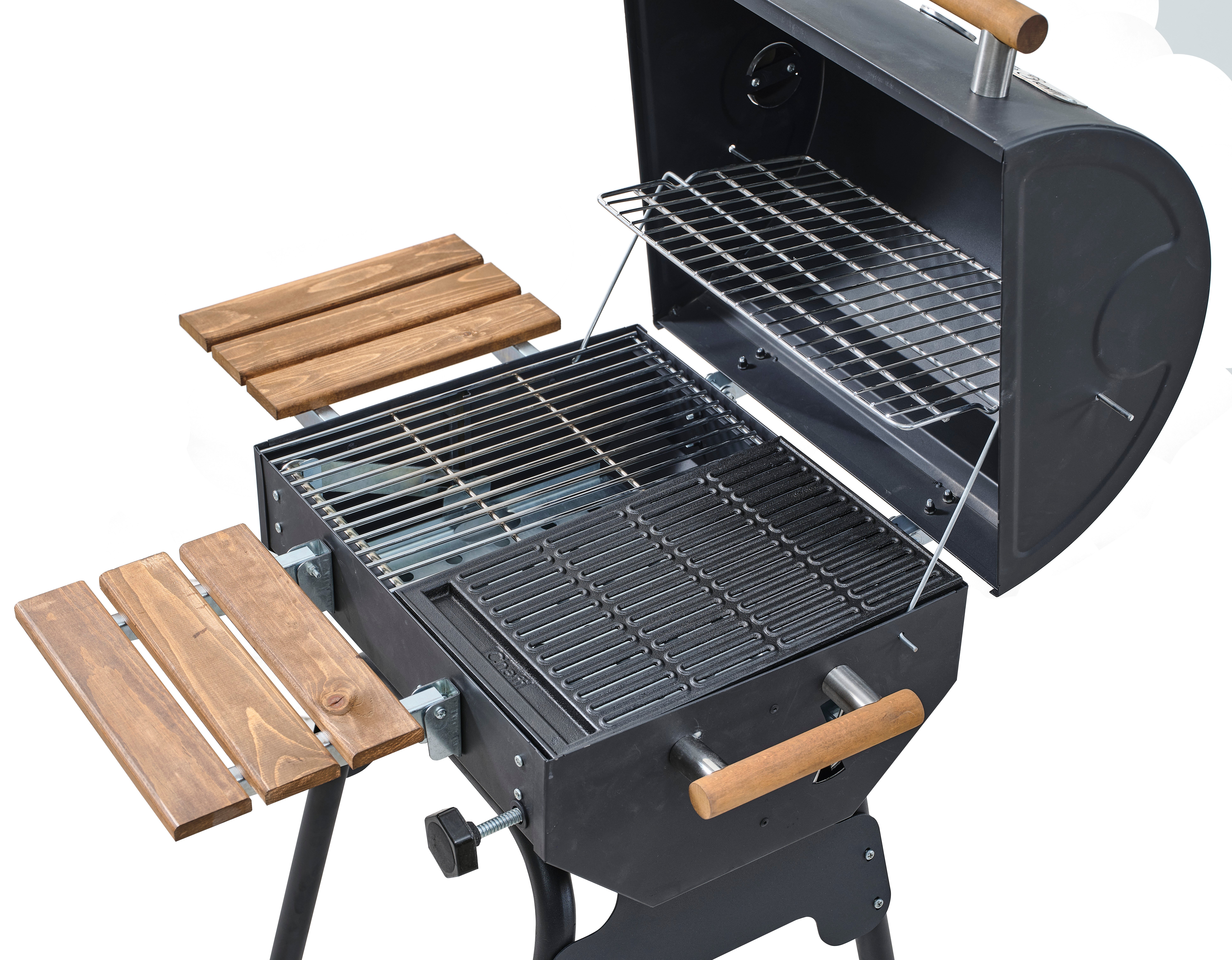 Grillord‑50 Kömürlü Barbekü (1 Adet Döküm Izgaralı) + Hediye Seti (Önlük + Kılıf)
