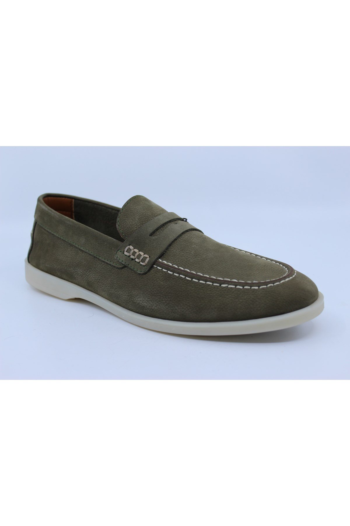 Erkek Deri Ayakkabı 342 Yeşil Nubuk Casual Loafer